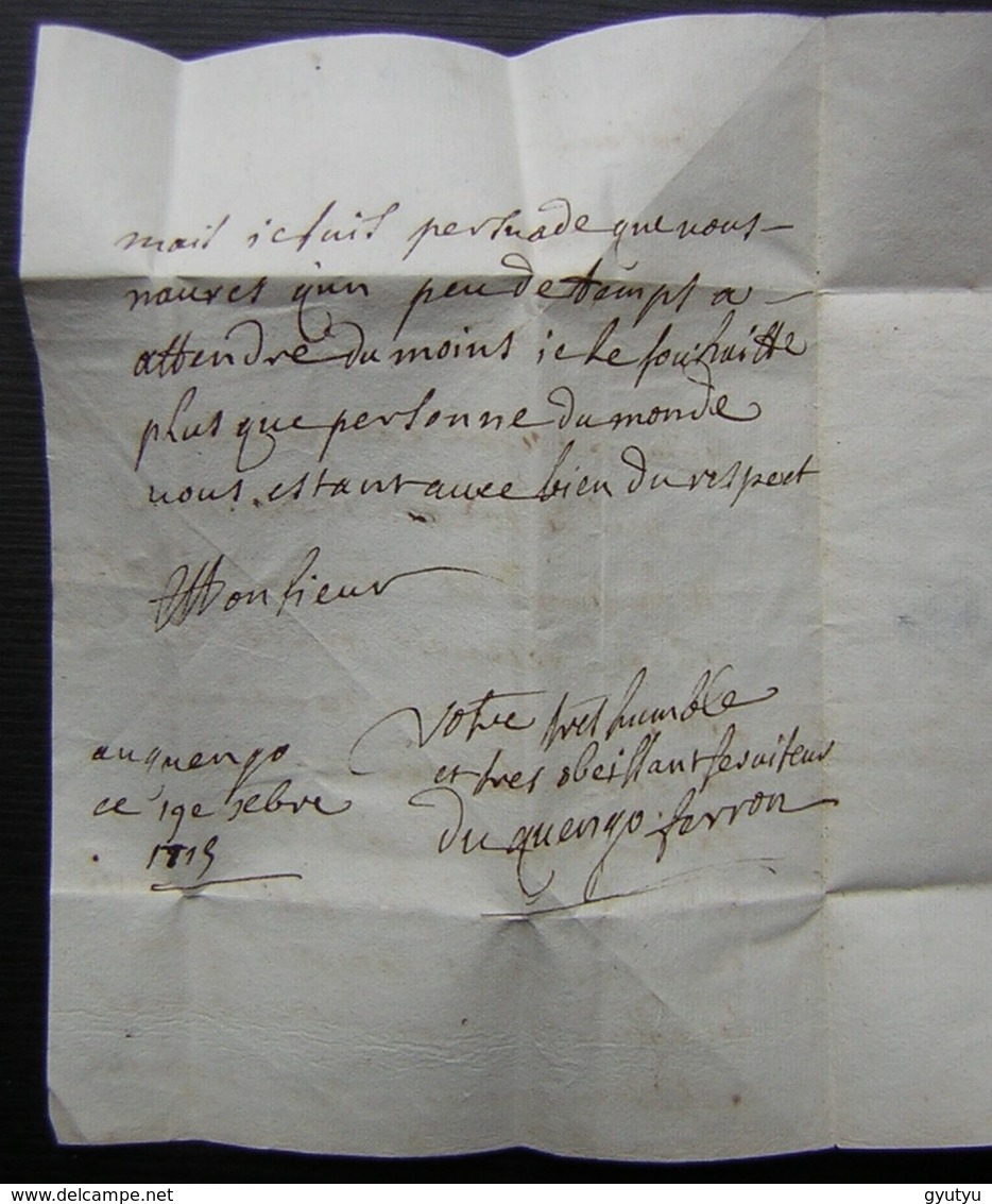 1715 Lettre Du Château Du Quengo à Irodouer Ille Et Vilaine Par Du Quengo Ferron, Pour Rennes - Manuskripte