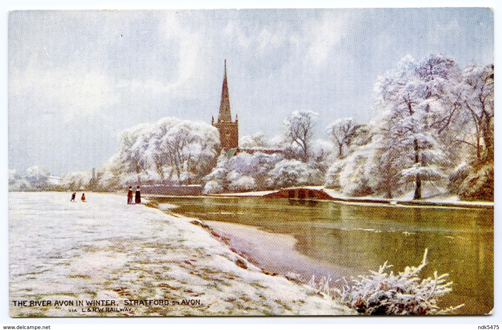 ADVERTISING : RAILWAY OFFICIAL : LONDON & NORTH WESTERN : STRATFORD UPON AVON : THE RIVER AVON IN WINTER - Advertising