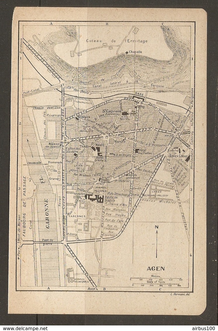 CARTE PLAN 1921 - AGEN CASERNES MAISON De JASMIN COTEAU De L'ERMITAGE CHAPELLE - Topographical Maps