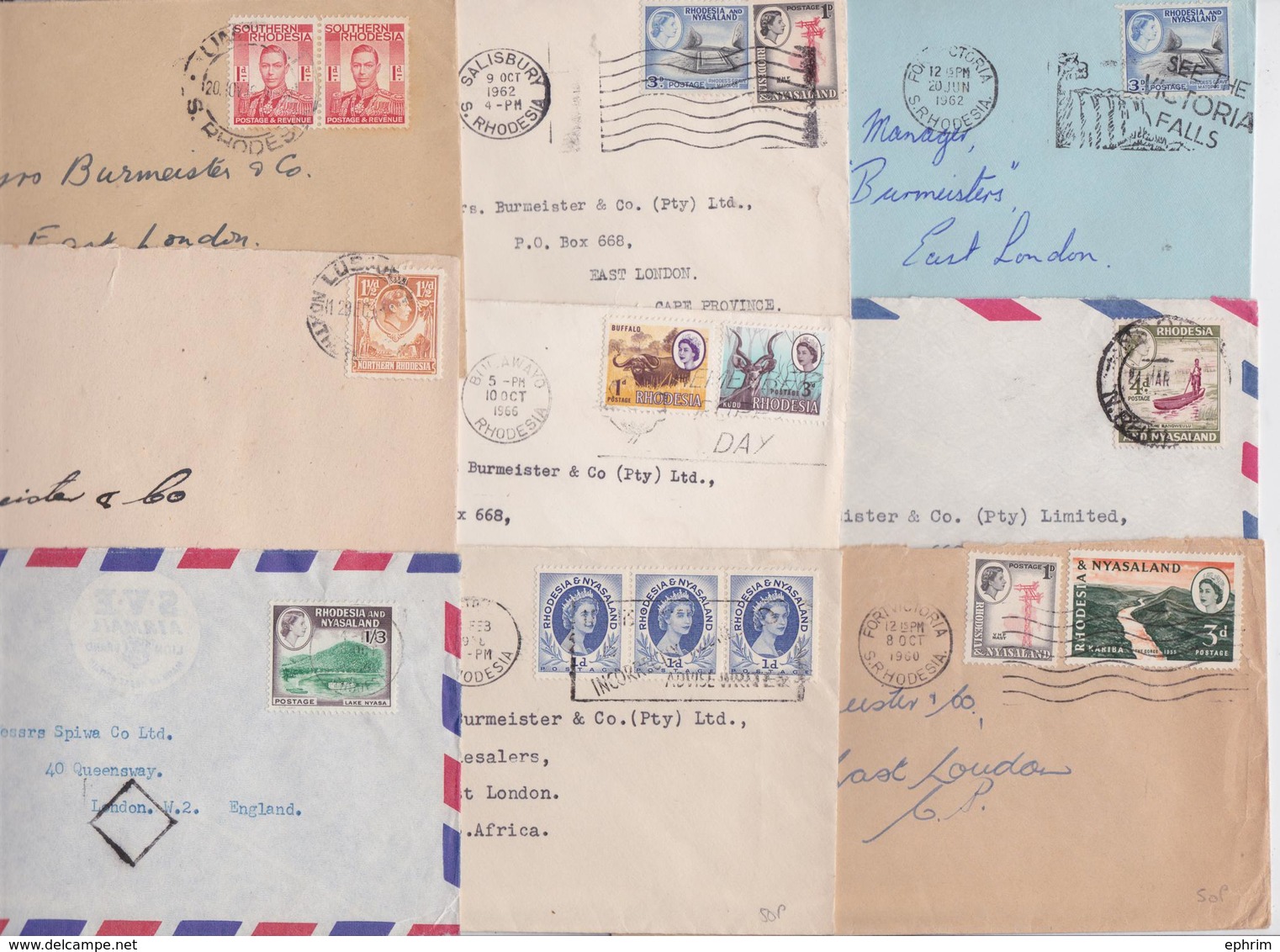 NORTHERN AND SOUTHERN RHODESIA NYASALAND RHODESIE - Beau Lot De 24 Enveloppes Timbrées Petit Format Stamped Mail Covers - Sonstige & Ohne Zuordnung