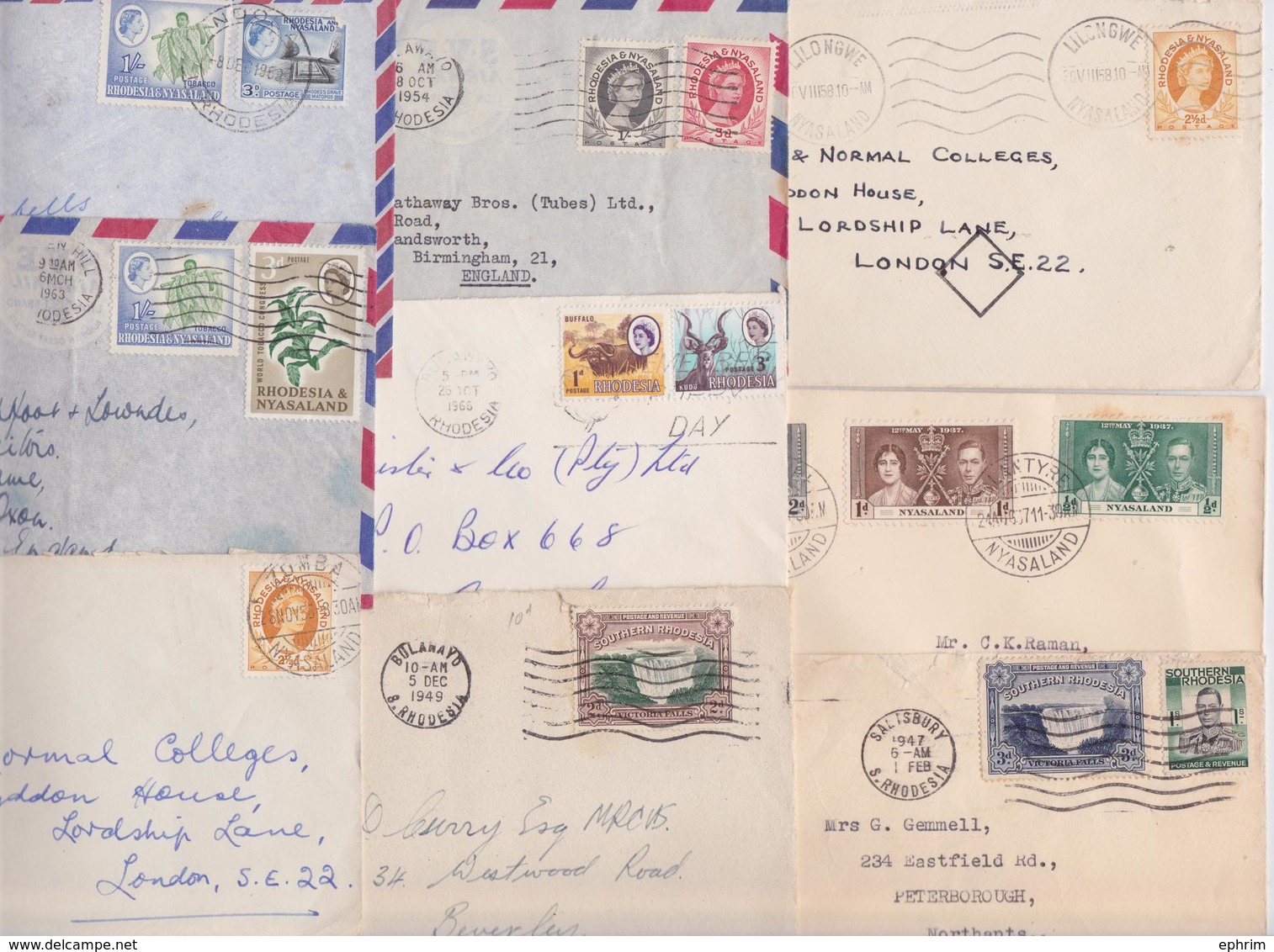 NORTHERN AND SOUTHERN RHODESIA NYASALAND RHODESIE - Beau Lot De 24 Enveloppes Timbrées Petit Format Stamped Mail Covers - Sonstige & Ohne Zuordnung