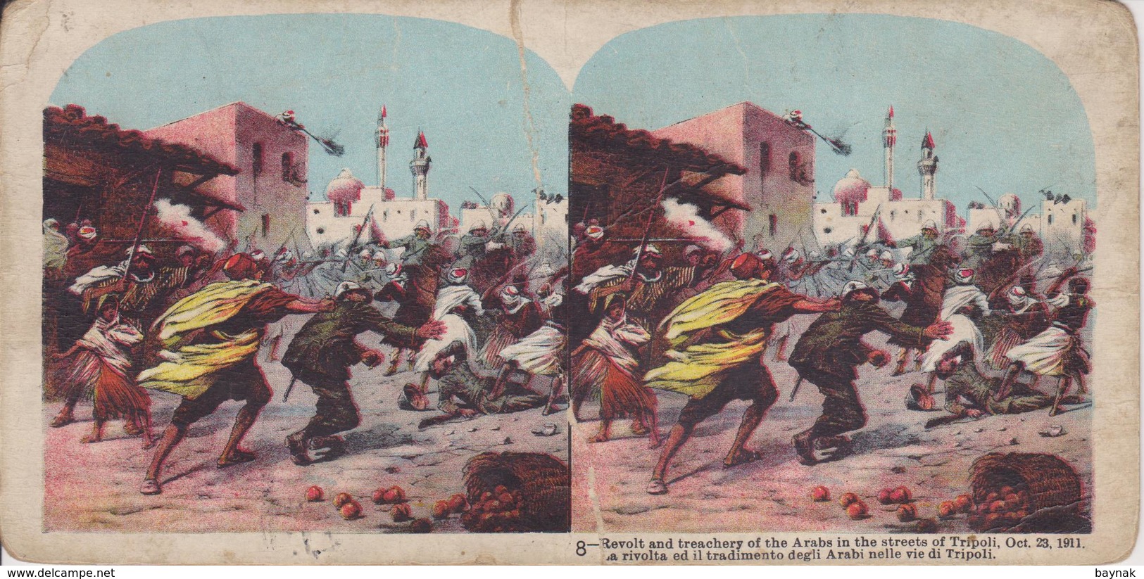 STEREO CARD  17 Cm X 8 Cm  ~~  ITALIA, TURKEY, LIBYA  ~  WAR IN AFRICA  ~~  TRIPOLI, OCT. 23. 1911 - Sonstige & Ohne Zuordnung