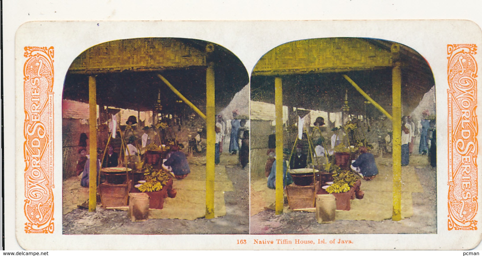 STEREOVIEW - # 163, Native Tiffin House, Isl. Of Java (Indonesia), WORLD SERIES, By KAWIN, 1905 - Stereoscopio