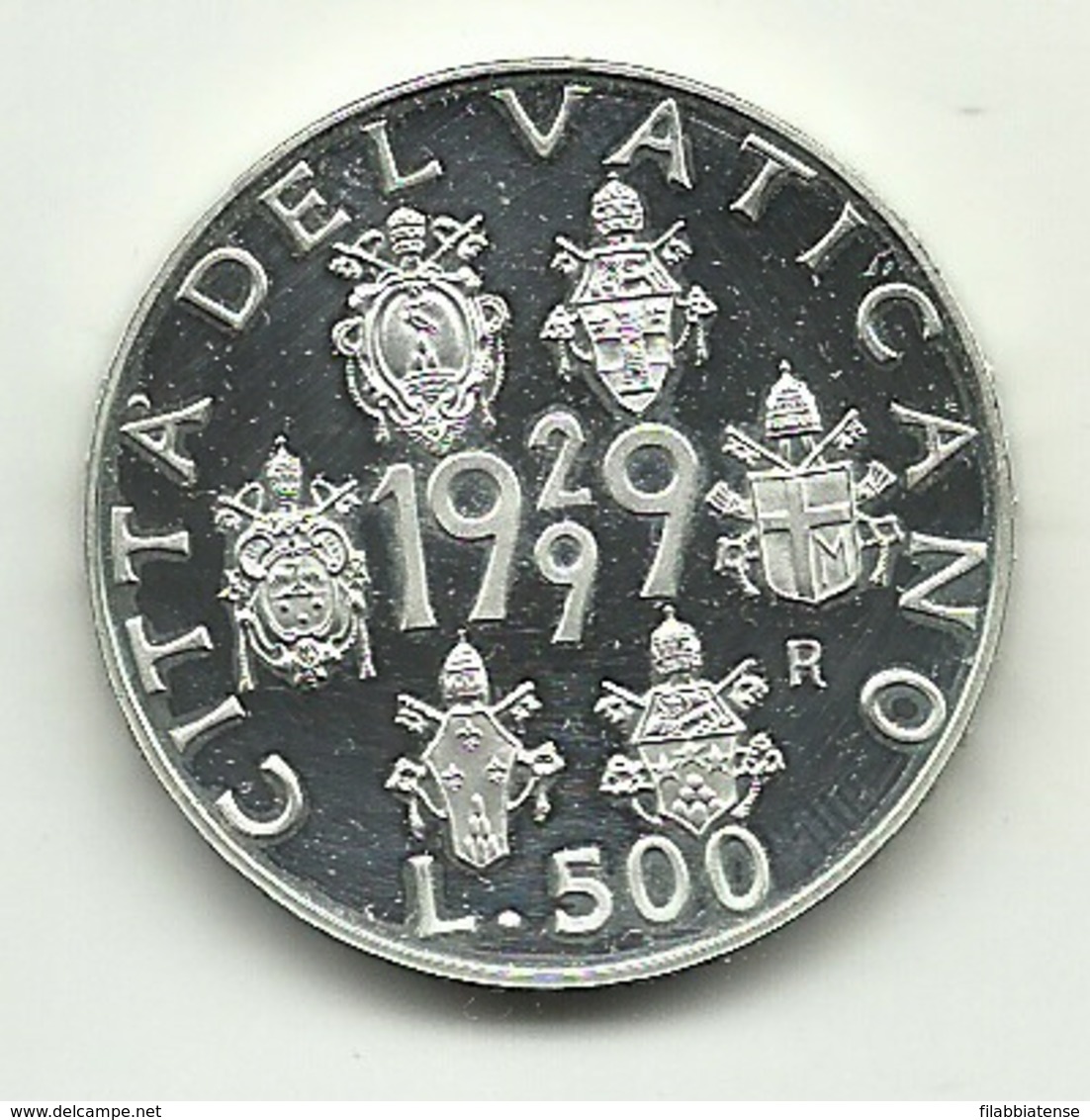 1999 - Vaticano 500 Lire Argento - 70° Dello Stato   ----- - Vaticano