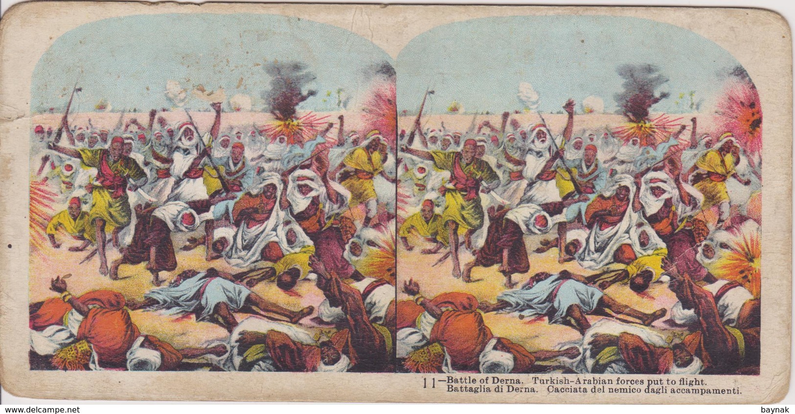 STEREO CARD  17 Cm X 8 Cm  ~~  ITALIA, TURKEY, LIBYA  ~  WAR IN AFRICA  ~~  BATTLE OF DERNA - Sonstige & Ohne Zuordnung