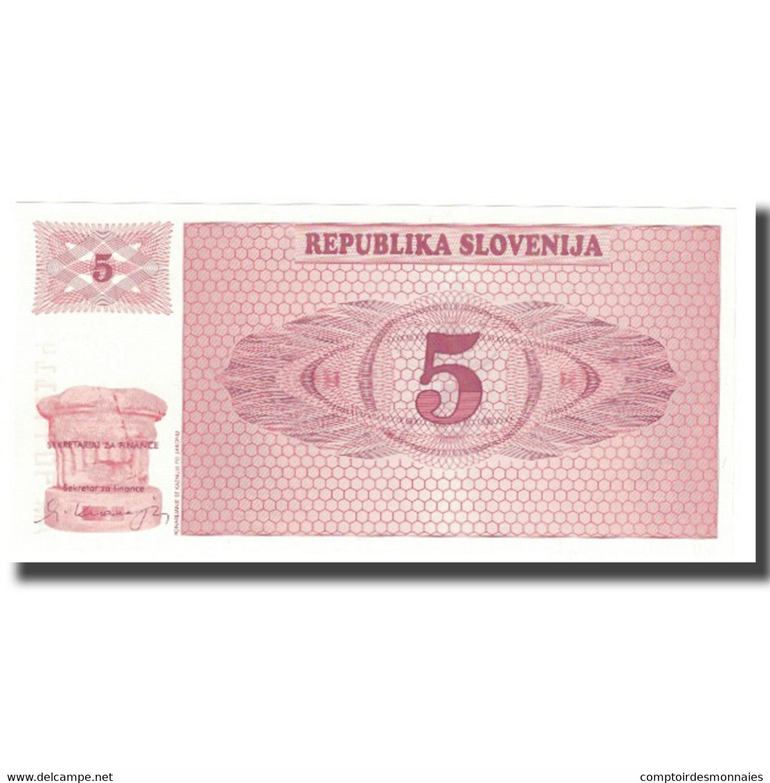 Billet, Slovénie, 5 (Tolarjev), KM:3a, NEUF - Slovénie