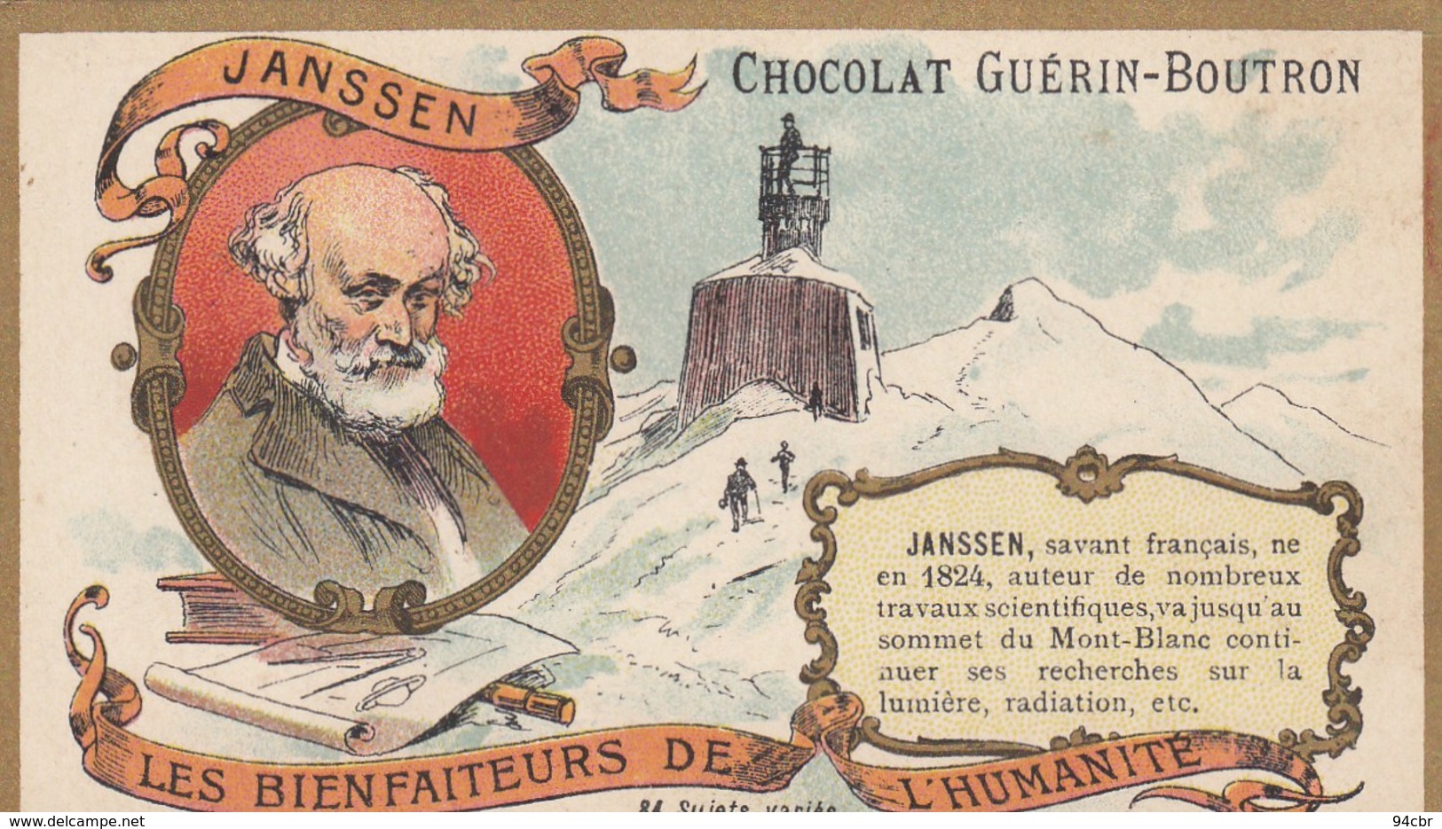 CHROMO IMAGE) CHOCOLAT GUERIN BOUTRON Les Bienfaiteurs De L Humanité(  Janssen Savant Français ) (6x10.5) - Guérin-Boutron