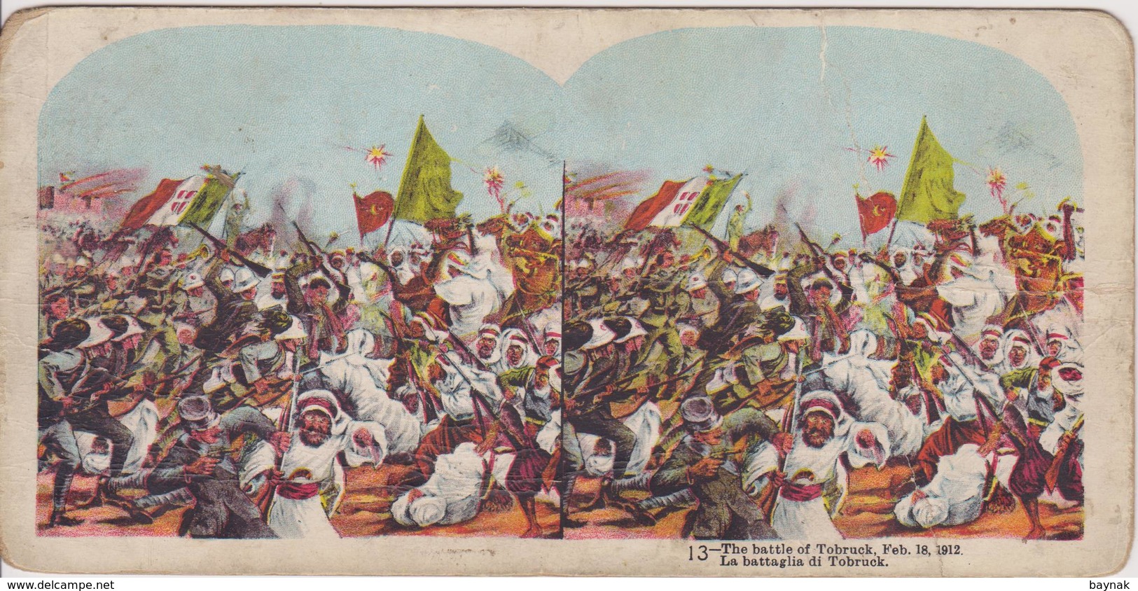 STEREO CARD  17 Cm X 8 Cm  ~~  ITALIA, TURKEY, LIBYA  ~  WAR IN AFRICA  ~~  THE BATTLE OF TOBRUCK - Sonstige & Ohne Zuordnung