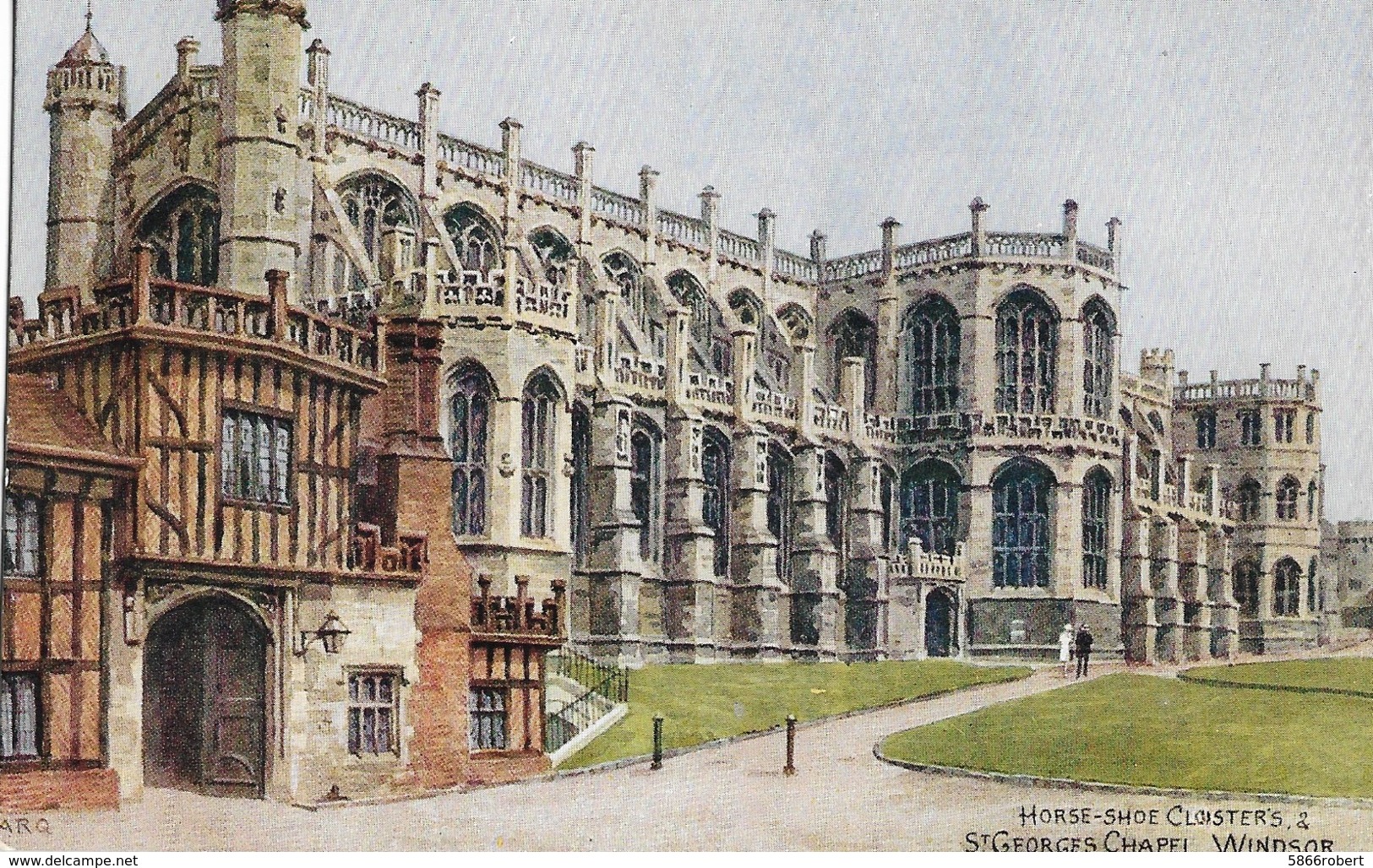 CARTE POSTALE ORIGINALE ANCIENNE COULEUR : WINDSOR HORSE SHOE CLOISTERS & ST GEORGES CHAPEL BERKSHIRE ANGLETERRE - Windsor