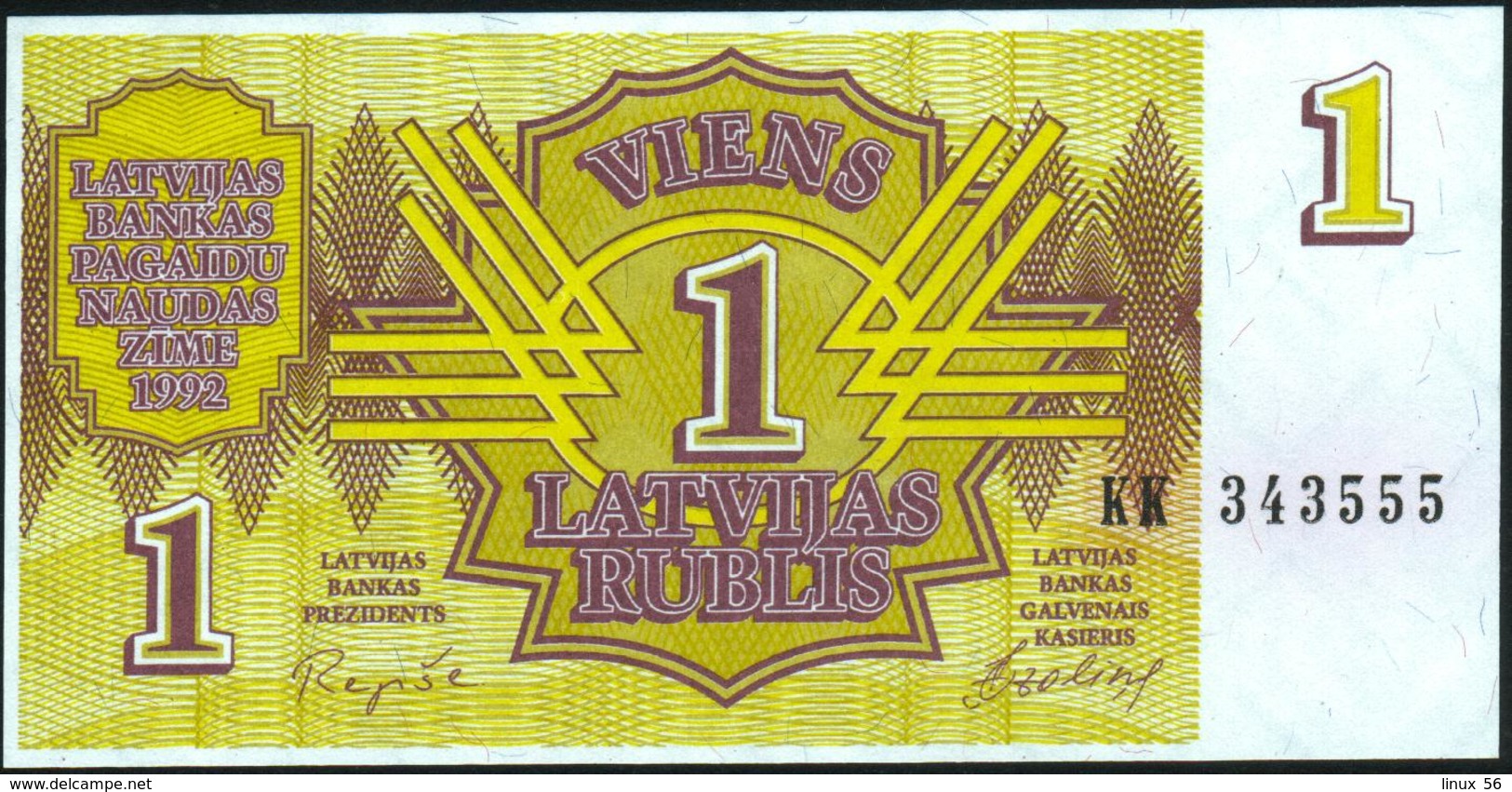 LATVIA - 1 Rublis 1992 {Latvijas Banka} UNC P.35 - Lettonie