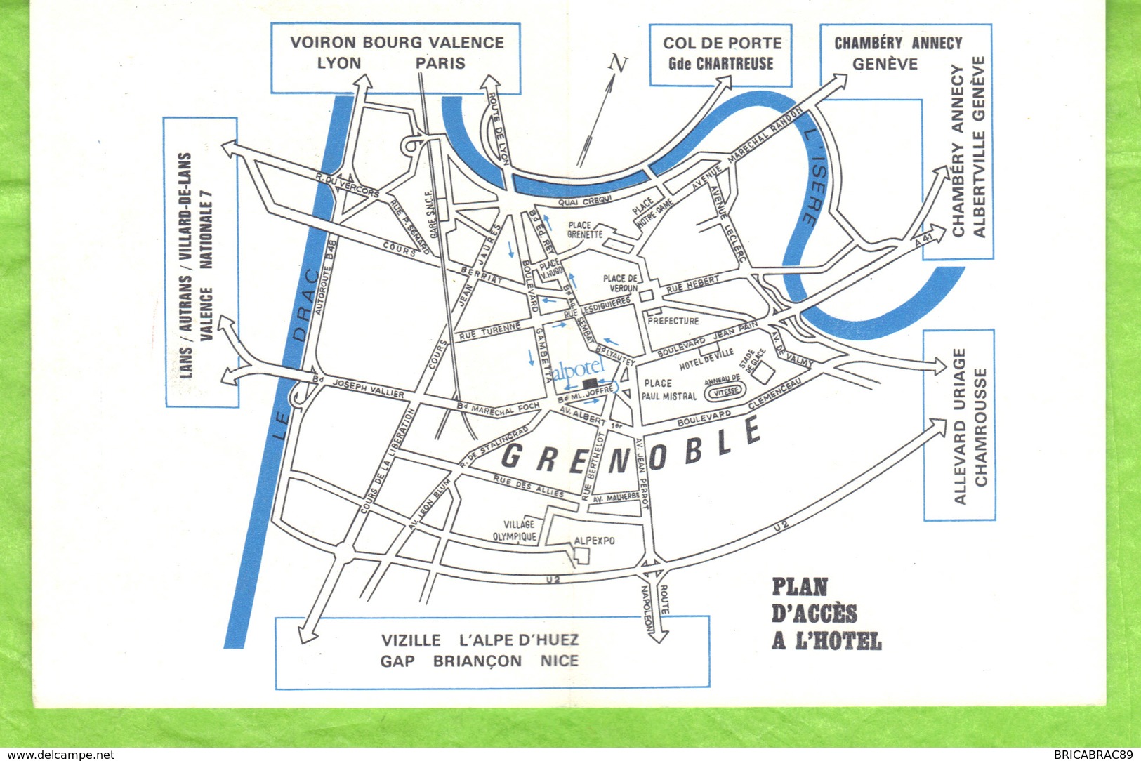 P.L.M.  Alpotel   Grenoble   Carte De Visite Ouvrante Avec Plan D'accès à L'hötel - Visitekaartjes