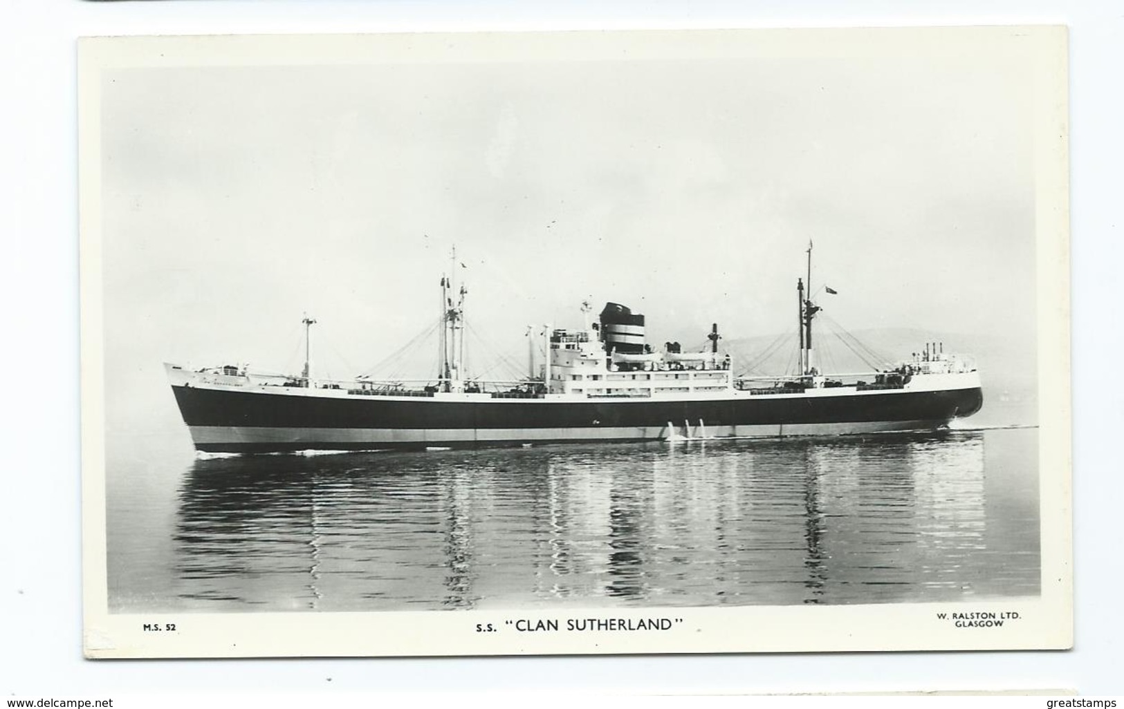 Ss.clan Sutherland Plain Back Rp Ship Scotish Line M.s.52   Unused - Paquebots