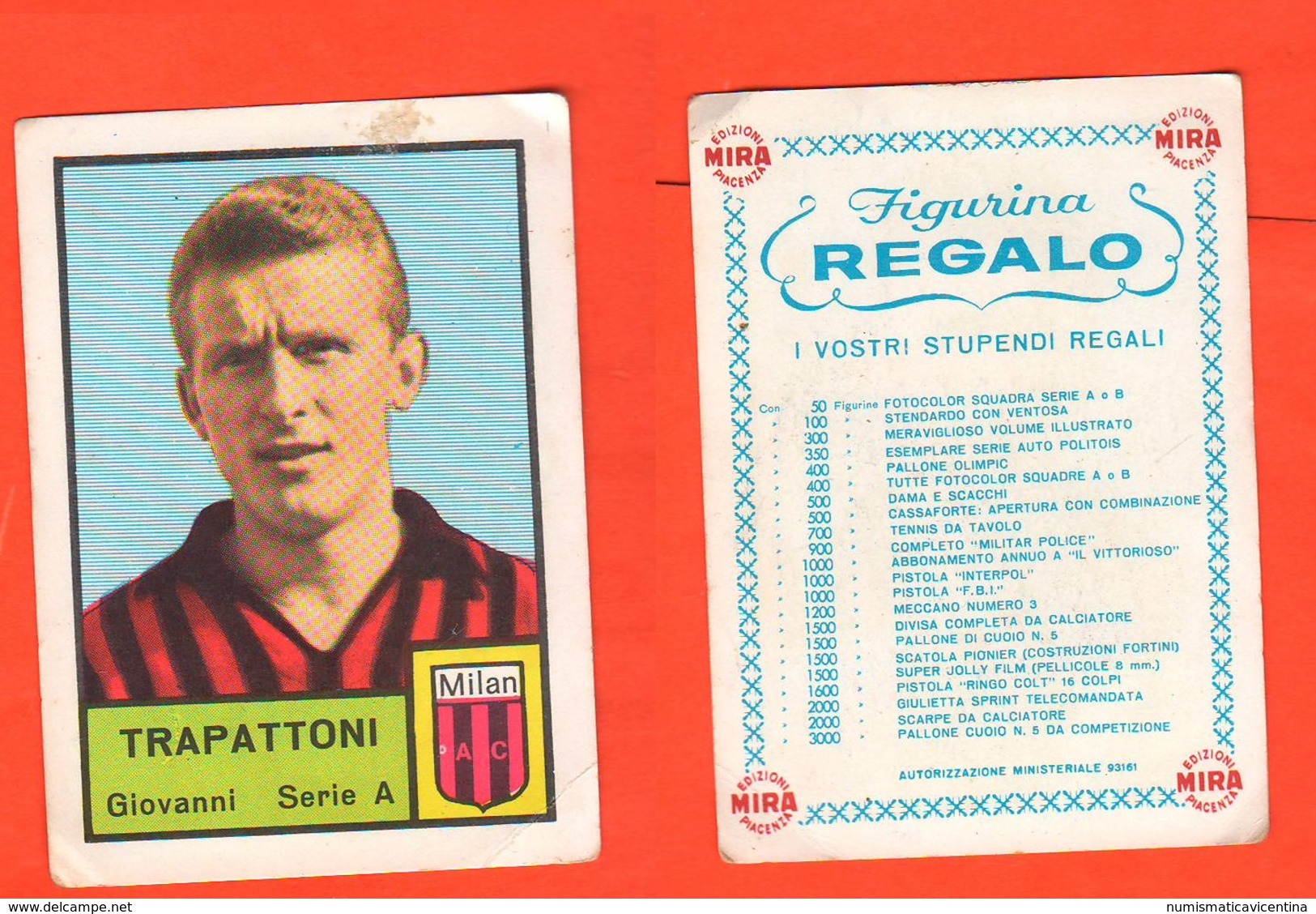 Figurine Calciatori G. TRAPATTONI MILAN Edizioni MIRA Piacenza - Altri & Non Classificati