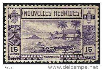 FRANCAISE NEW HEBRIDES LANDSCAPE PURPLE PART SET OF 1 STAMP 15 CENTIMES UHD 1938 SGF55 READ DESCRIPTION !! - Used Stamps