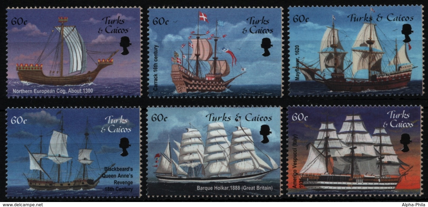 Turks- & Caicos 2001 - Mi-Nr. 1580-1585 ** - MNH - Schiffe / Ships - Turks & Caicos