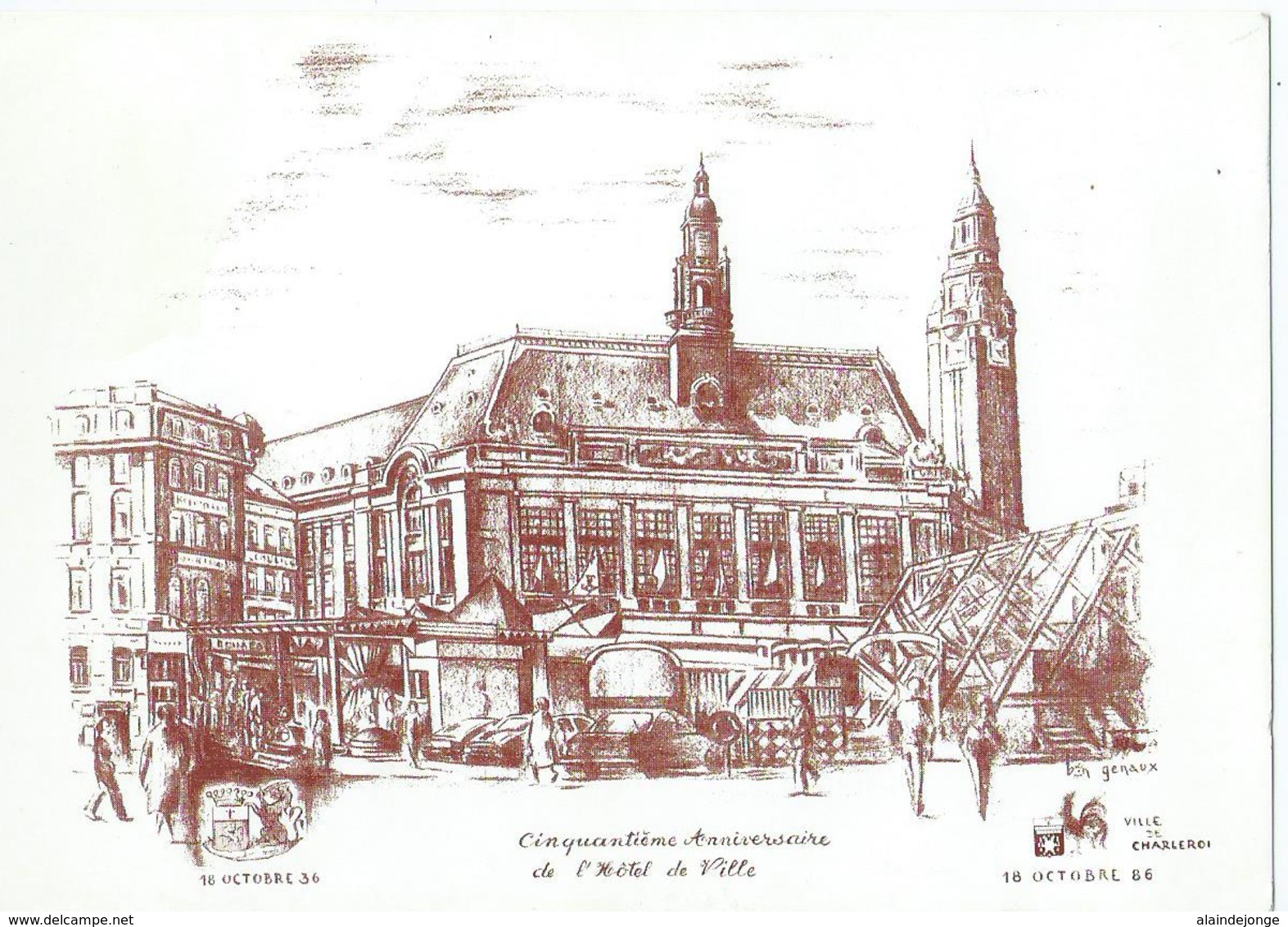 Charleroi - Ciquantième Anniversaire De L'Hôtel De Ville - 18 Octobre 1936 - Charleroi