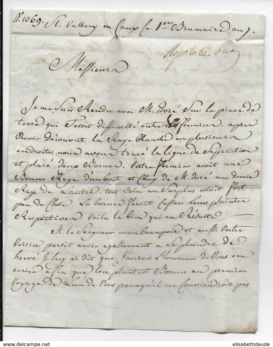 AN 7 - SEINE INFERIEURE - LETTRE De ST VALERY EN CAUX => LE HAVRE - 1701-1800: Précurseurs XVIII