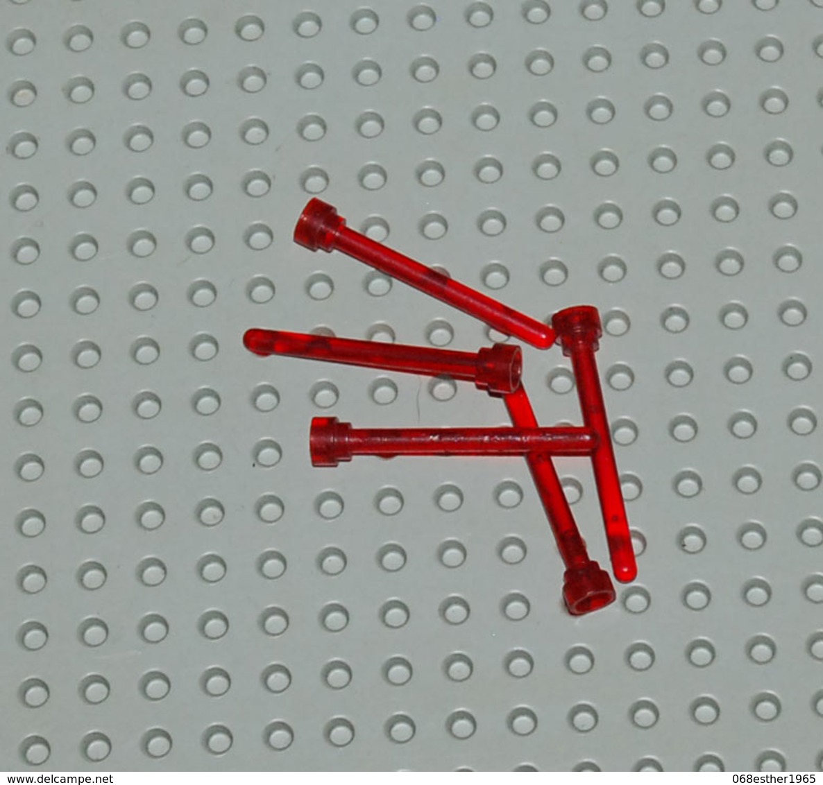 Lego 5x Antenne Rouge Transparent 1x4 Ref 3957 - Lego Technic