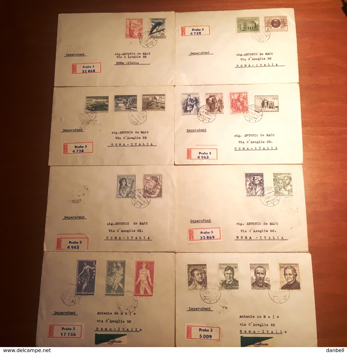 MG195)CECOSLOVACCHIA 1955 Storia Postale Intera Annata Su Raccomandate Viaggiate Inclusa Posta Aerea - Storia Postale