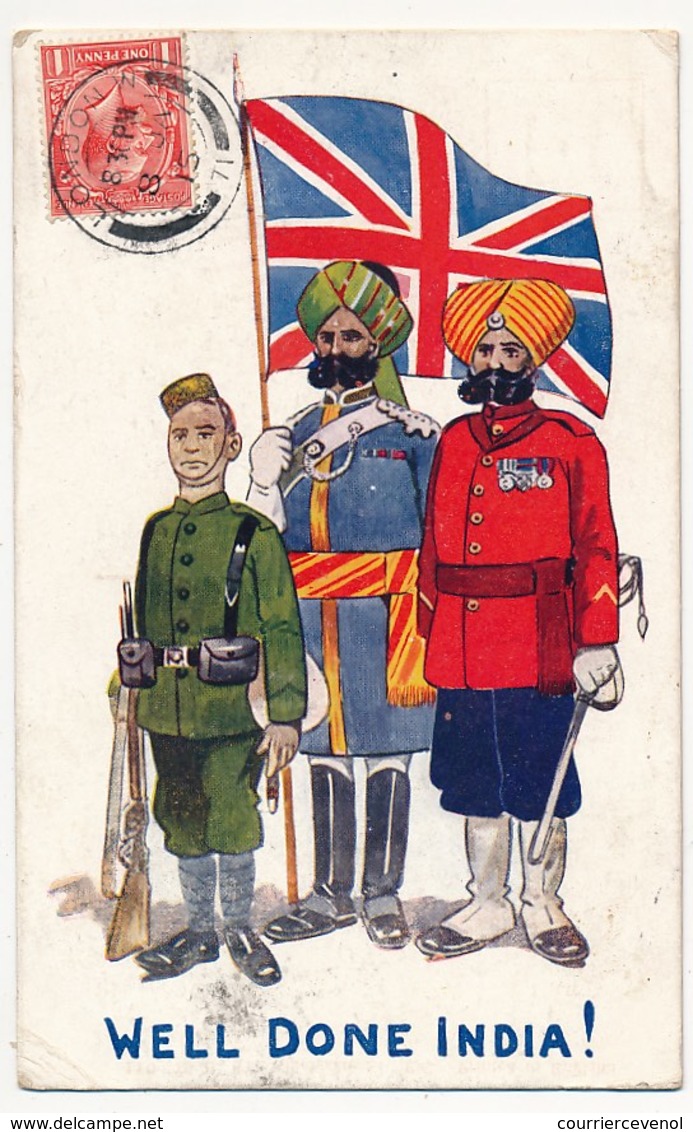 CPA - GRANDE BRETAGNE - Dessin "Troupes Indiennes" WELL DONE INDIA - Guerre 1914-18