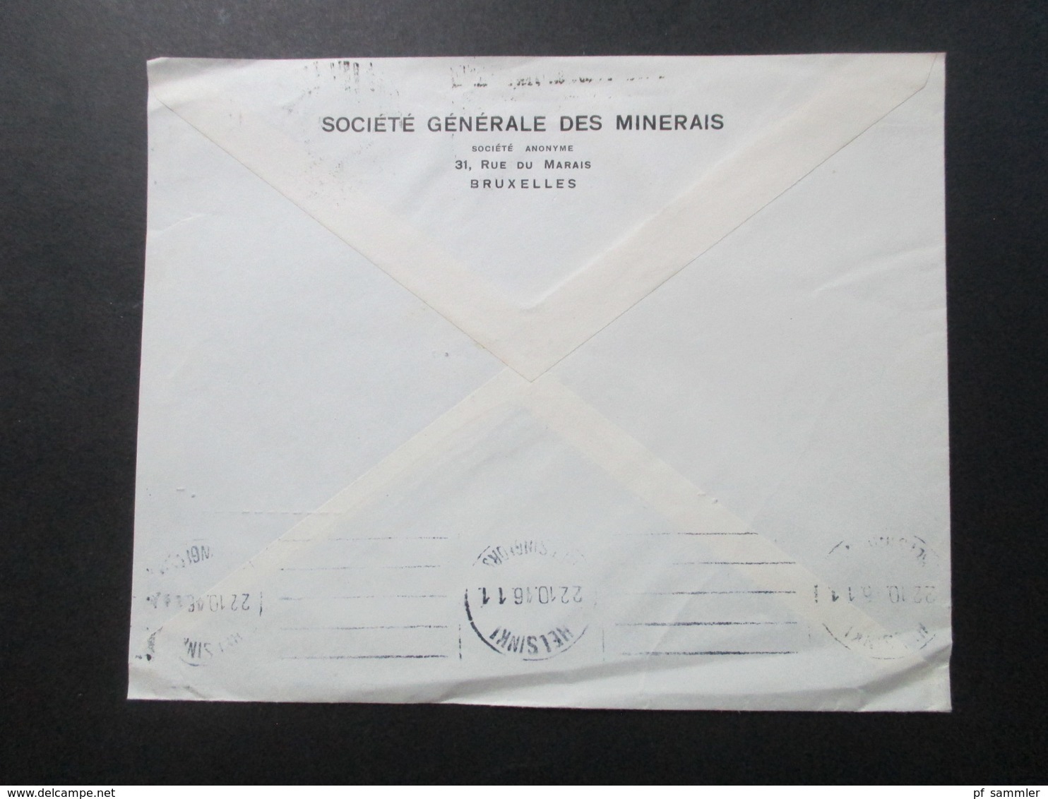 Belgien 1946 Auslandsbrief Nach Finnland Mit Rotem Freistempel 3F15 Und Maschinenstempel Luftpost / Luchtpost - 1935-1949 Small Seal Of The State
