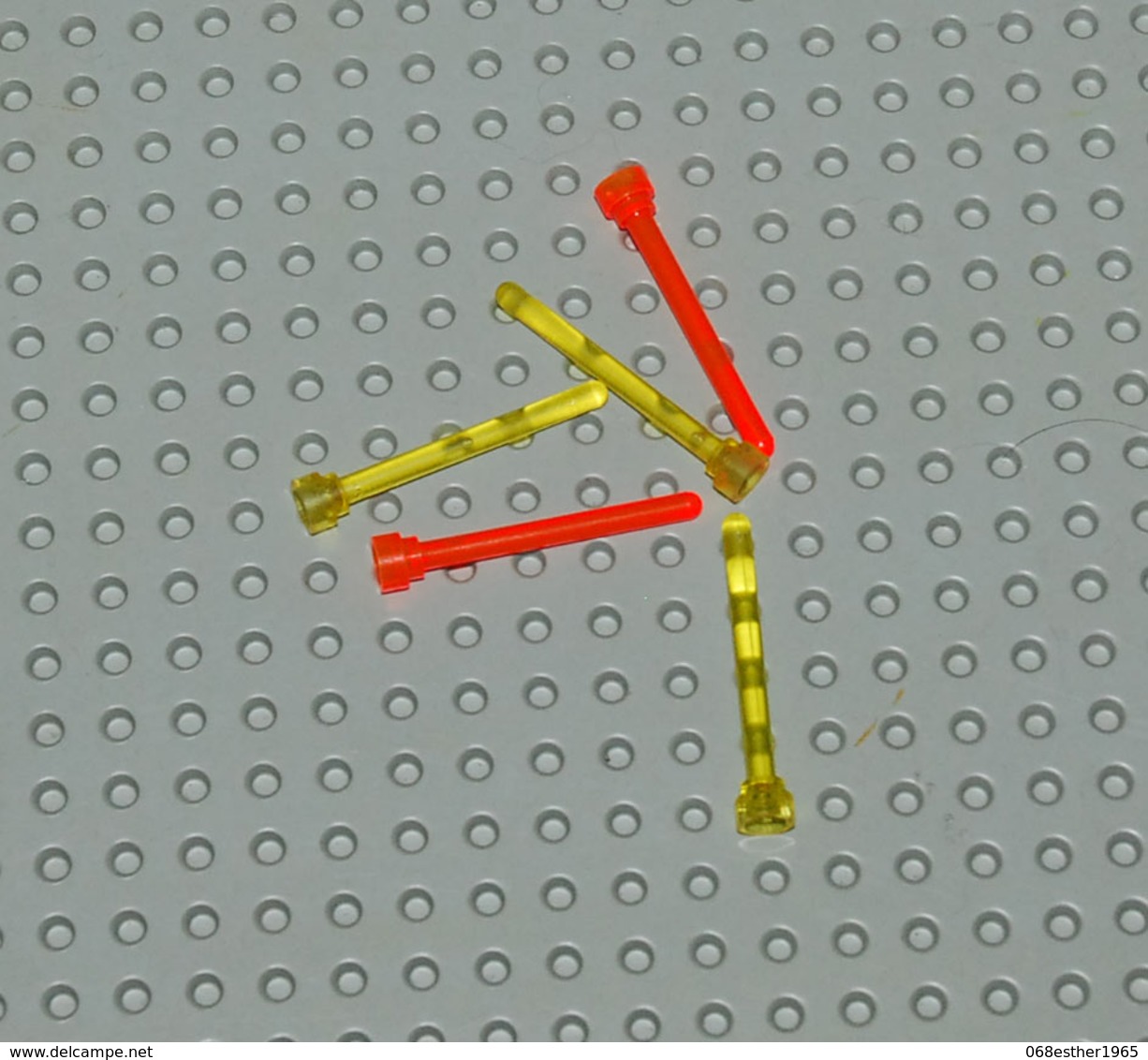 Lego 5x Antenne Transparent 2 Orange Et 3 Jaune Transparent 1x4 Ref 3957 - Lego Technic