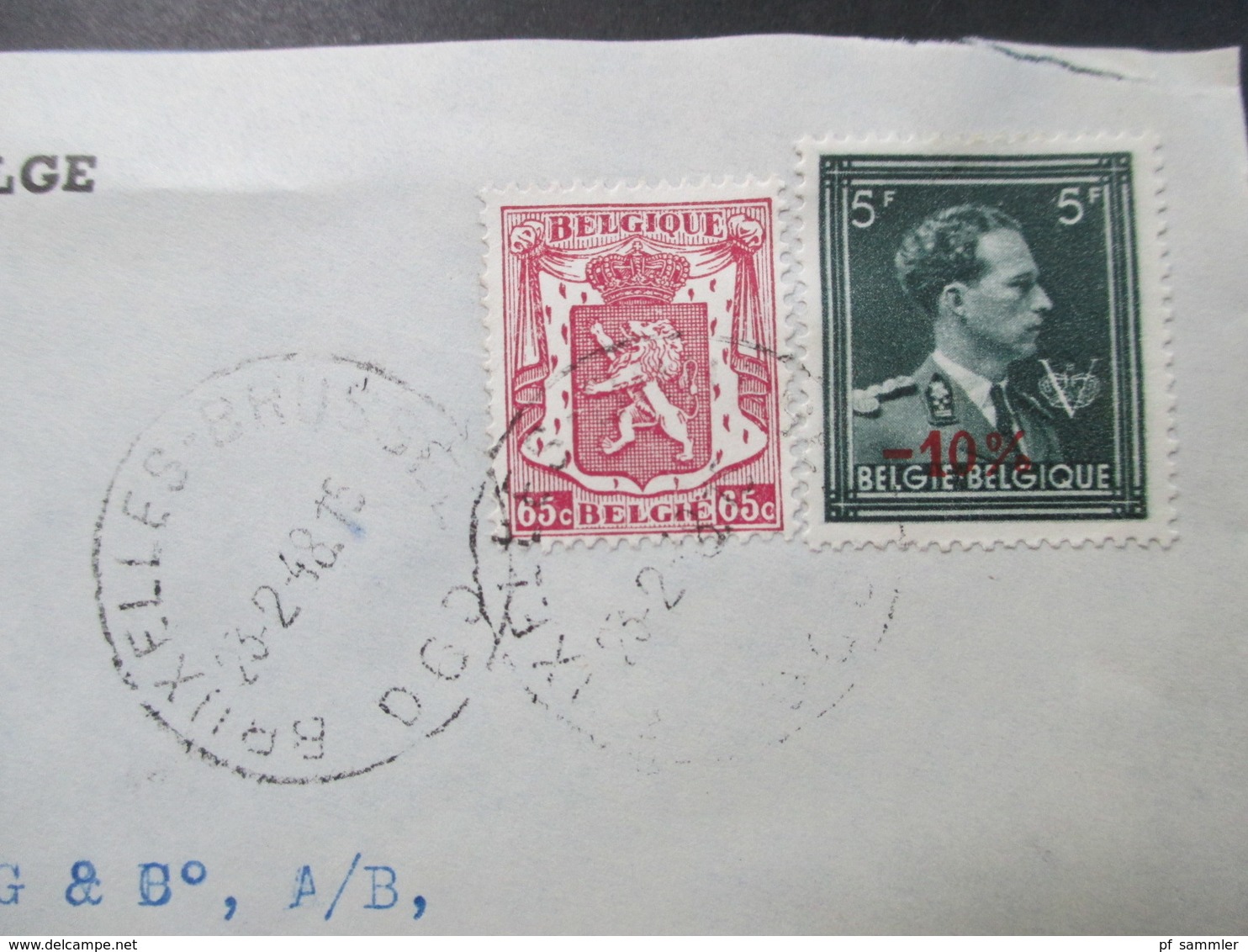 Belgien 1946 Auslandsbrief Nach Finnland Mit Nr. 750 MiF Luftpost Overseas Mercantile Belge Rue Du Luxembourg Bruxelles - 1946 -10%
