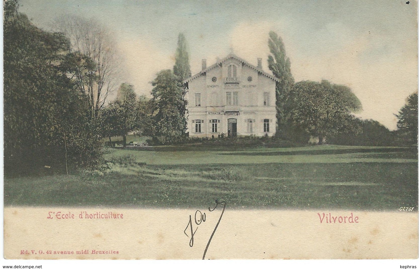 VILVORDE - VILVOORDE : L'Ecole D'Horticulture - RARE VARIANTE COLORISEE - Cachet De La Poste 1905 - Vilvoorde