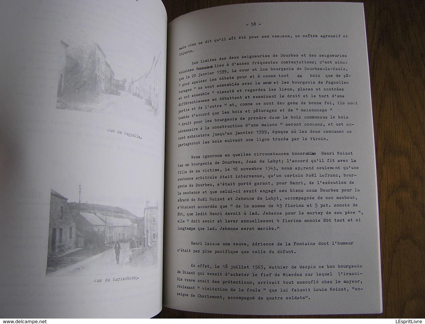 DOURBES ET SON PASSE Tome 1 Régionalisme Histoire Seigneur Seigneurie Barons de Hierges Fiefs Rues Hôtel Saucy