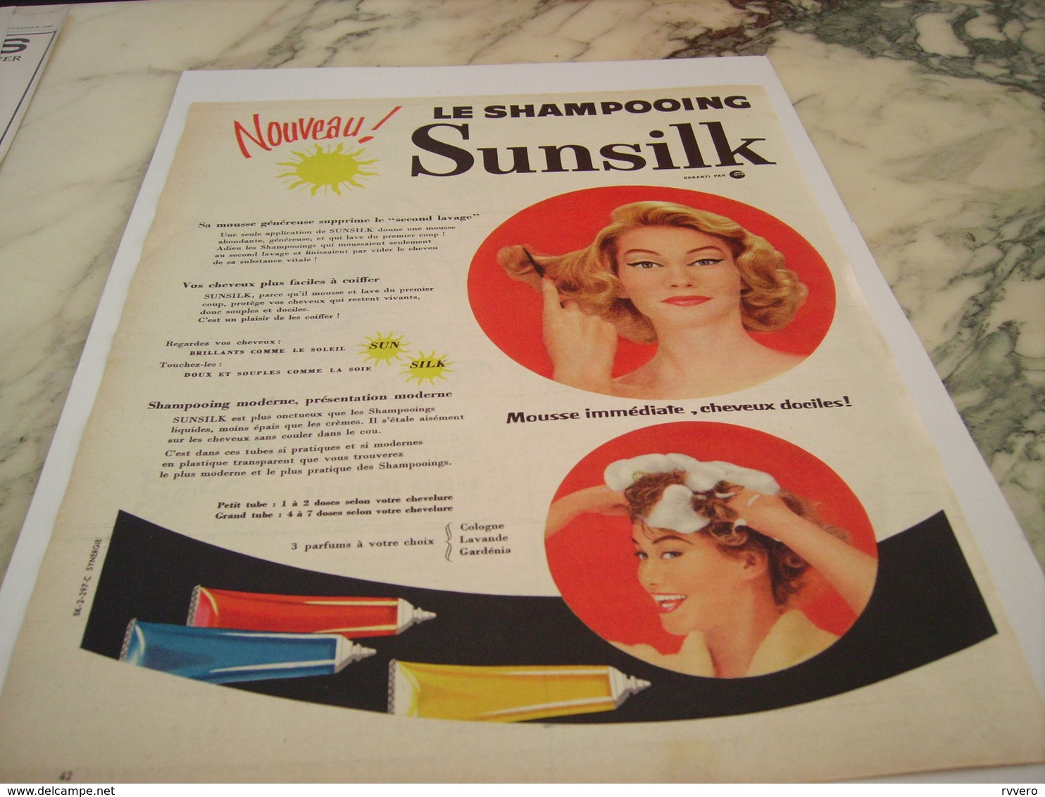 ANCIENNE PUBLICITE SHAMPOOING SUNSILK 1957 - Autres & Non Classés