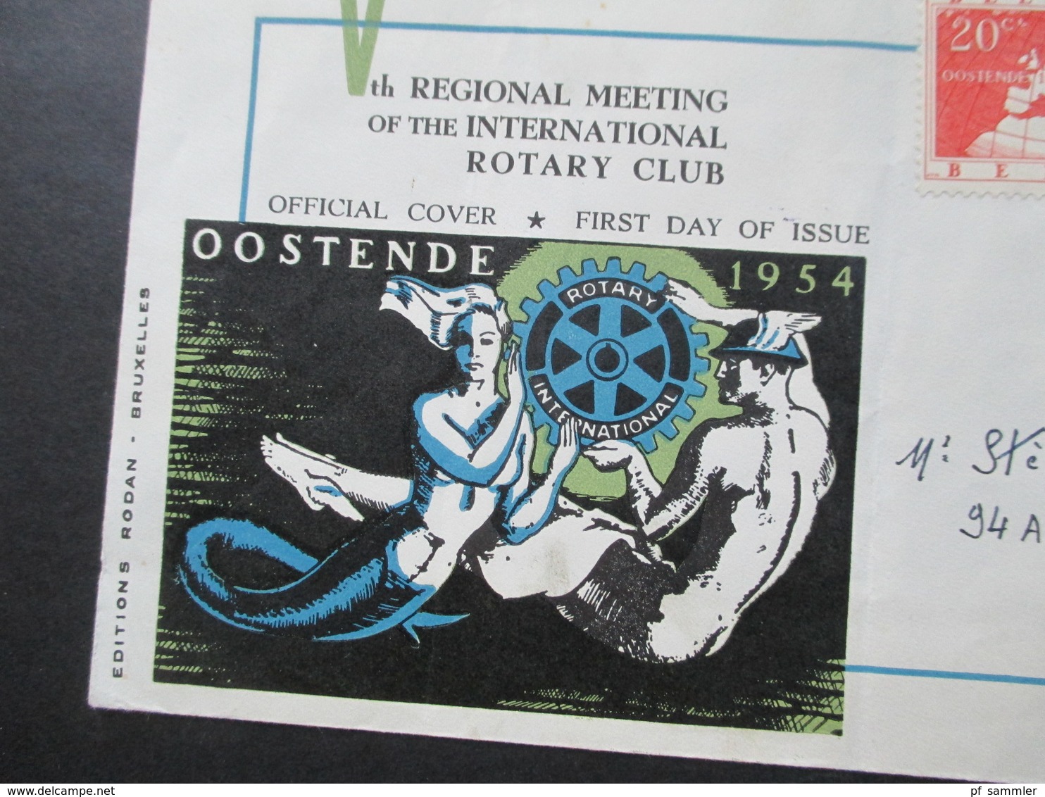 Belgien 1954 Europakonferenz 50 Jahre Rotary International FDC Echtgelaufen Oostende - Frankreich! - Covers & Documents