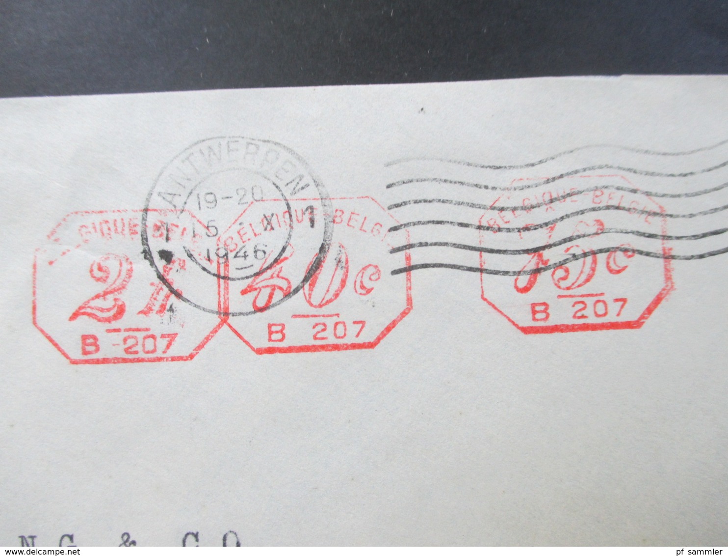 Belgien 1946 Auslandsbrief Nach Finnland Mit 3 Verschiedenen Roten Freistempel E. Sasse Anvers - Helsingfors - 1935-1949 Klein Staatswapen