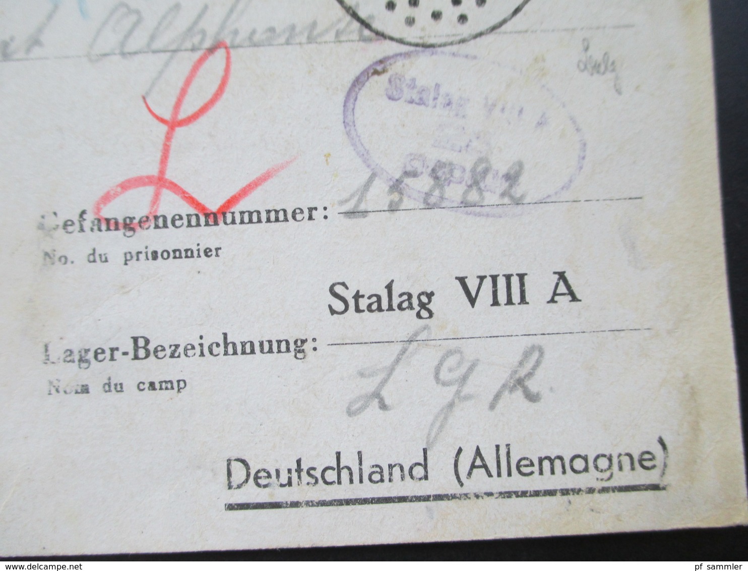 Belgien 1941 Kriegsgefangenpost Antwort PK Stalag VIII A 25 Geprüft Souvret POW Nach Deutschland - Other & Unclassified