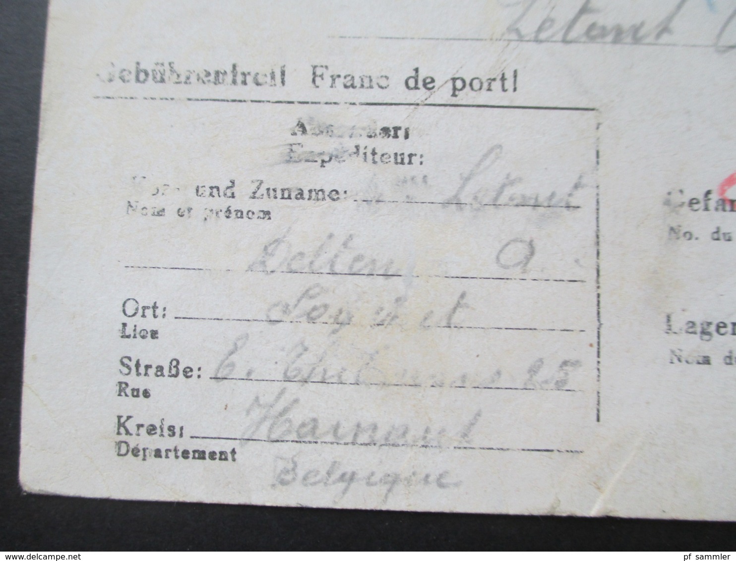 Belgien 1941 Kriegsgefangenpost Antwort PK Stalag VIII A 25 Geprüft Souvret POW Nach Deutschland - Other & Unclassified