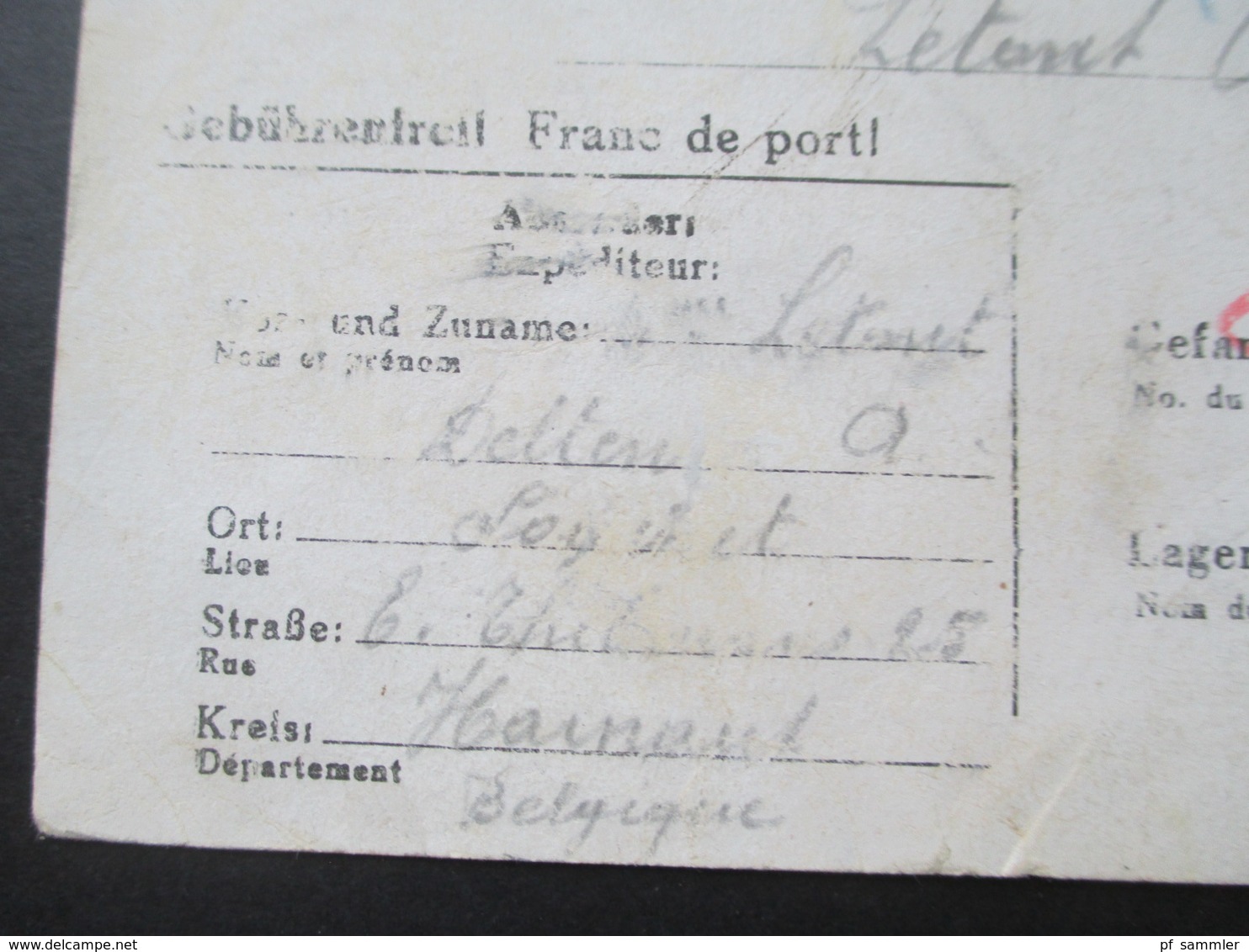 Belgien 1941 Kriegsgefangenpost Antwort PK Stalag VIII A 25 Geprüft Souvret POW Nach Deutschland - Autres & Non Classés