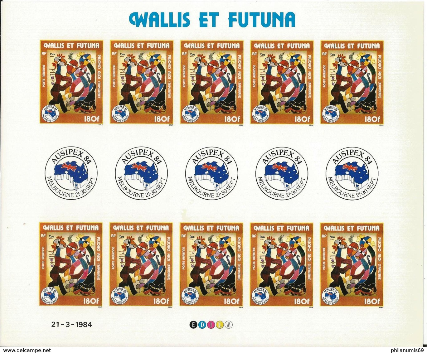WALLIS 1984 - YT PA 139 - NEUF SANS CHARNIERE ** (MNH) GOMME D'ORIGINE LUXE - Imperforates, Proofs & Errors