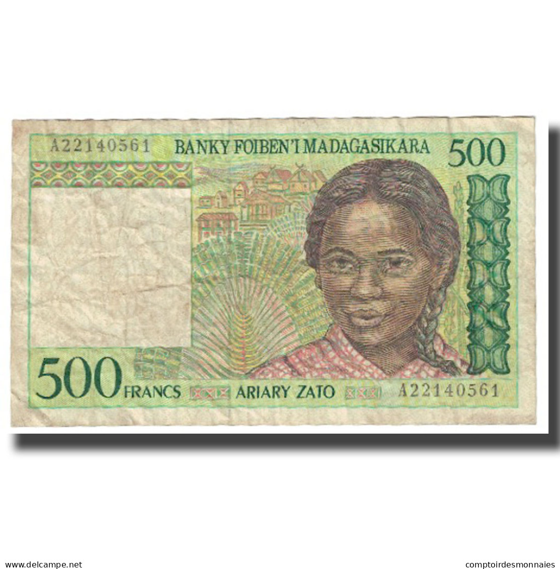 Billet, Madagascar, 500 Francs = 100 Ariary, KM:75a, TB - Madagascar