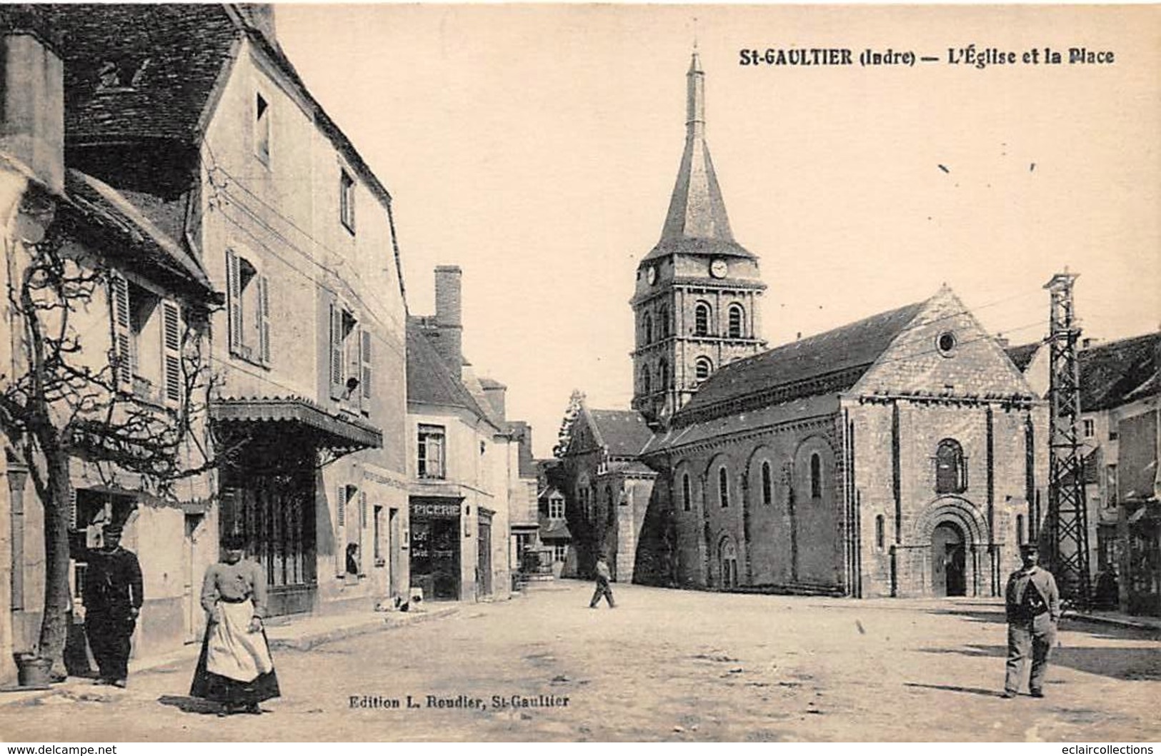 Saint Gaultier       36           L'Eglise Et La Place       (voir Scan) - Sonstige & Ohne Zuordnung