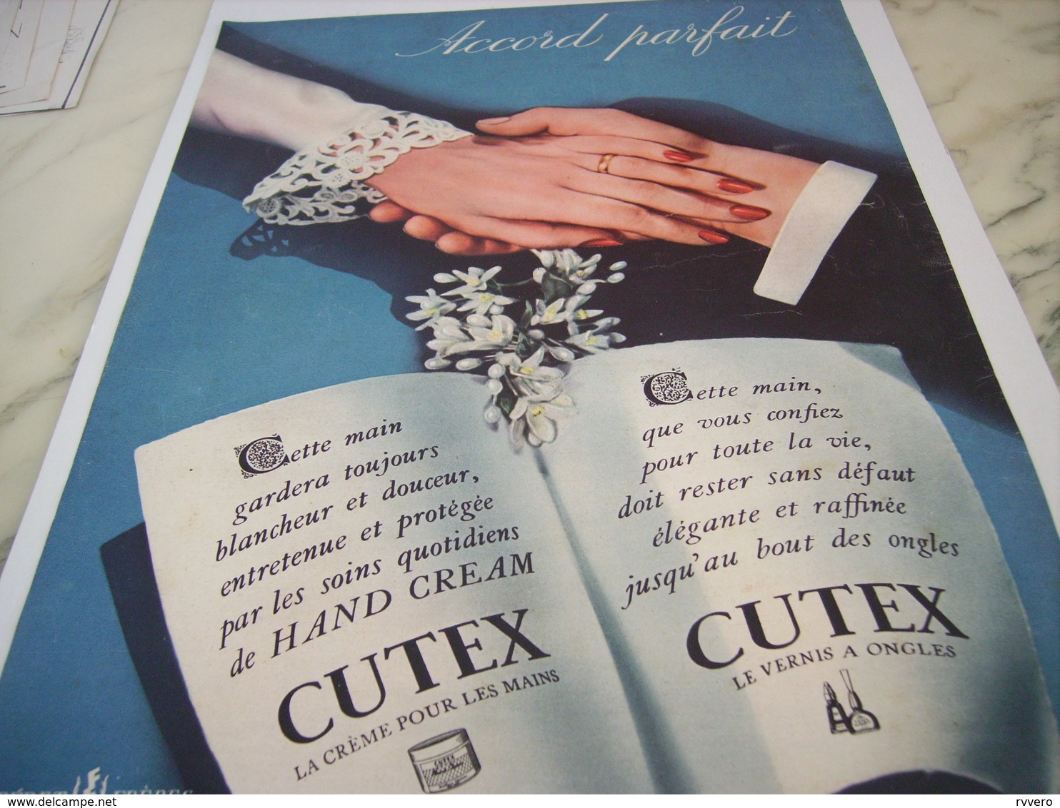 ANCIENNE PUBLICITE ACCORD PARFAIT VERNIS A ONGLES CUTEX 1952 - Autres & Non Classés