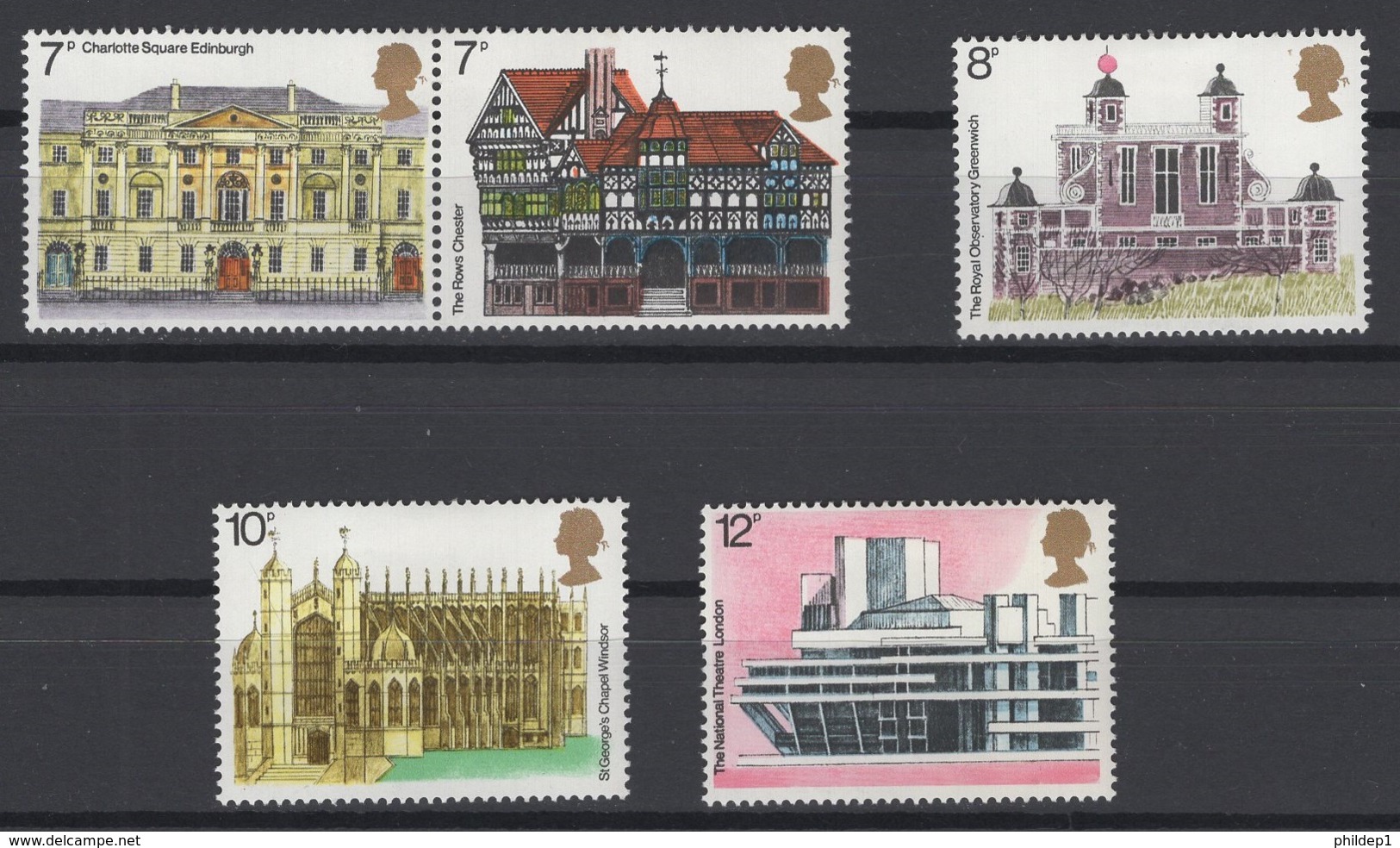 Grande-Bretagne. 1975. Y & T N° 751a/55  *, MH. Cote Y & T 2012 : 3,50 € - Neufs