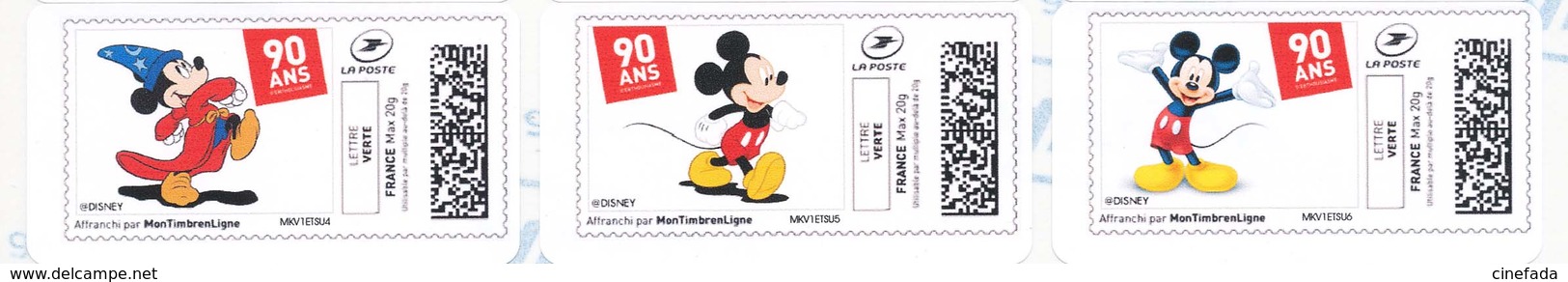 FRANCE MICKEY 90 Ans 28 étiquettes  Autoadhésives Neuves** MonTimbrenligne. Cinéma, Film, Movie. - 2010-... Viñetas De Franqueo Illustradas