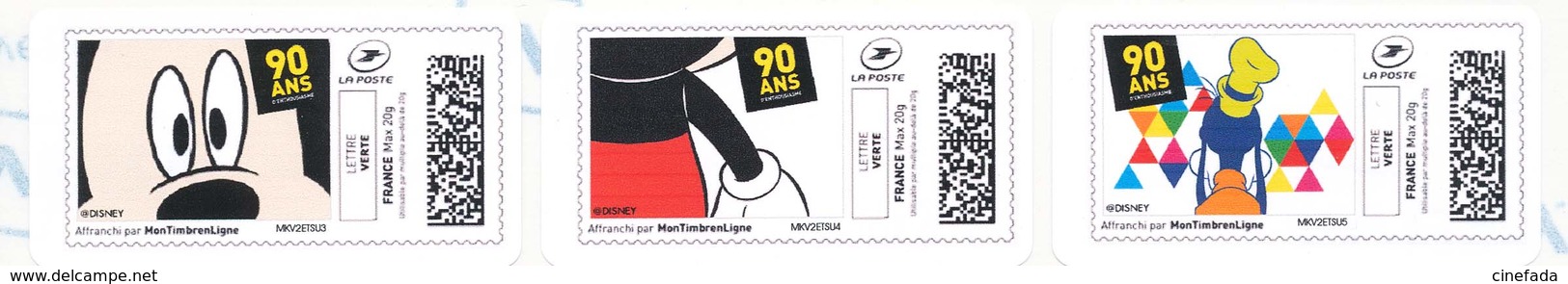 FRANCE MICKEY 90 Ans 28 étiquettes  Autoadhésives Neuves** MonTimbrenligne. Cinéma, Film, Movie. - 2010-... Vignettes Illustrées