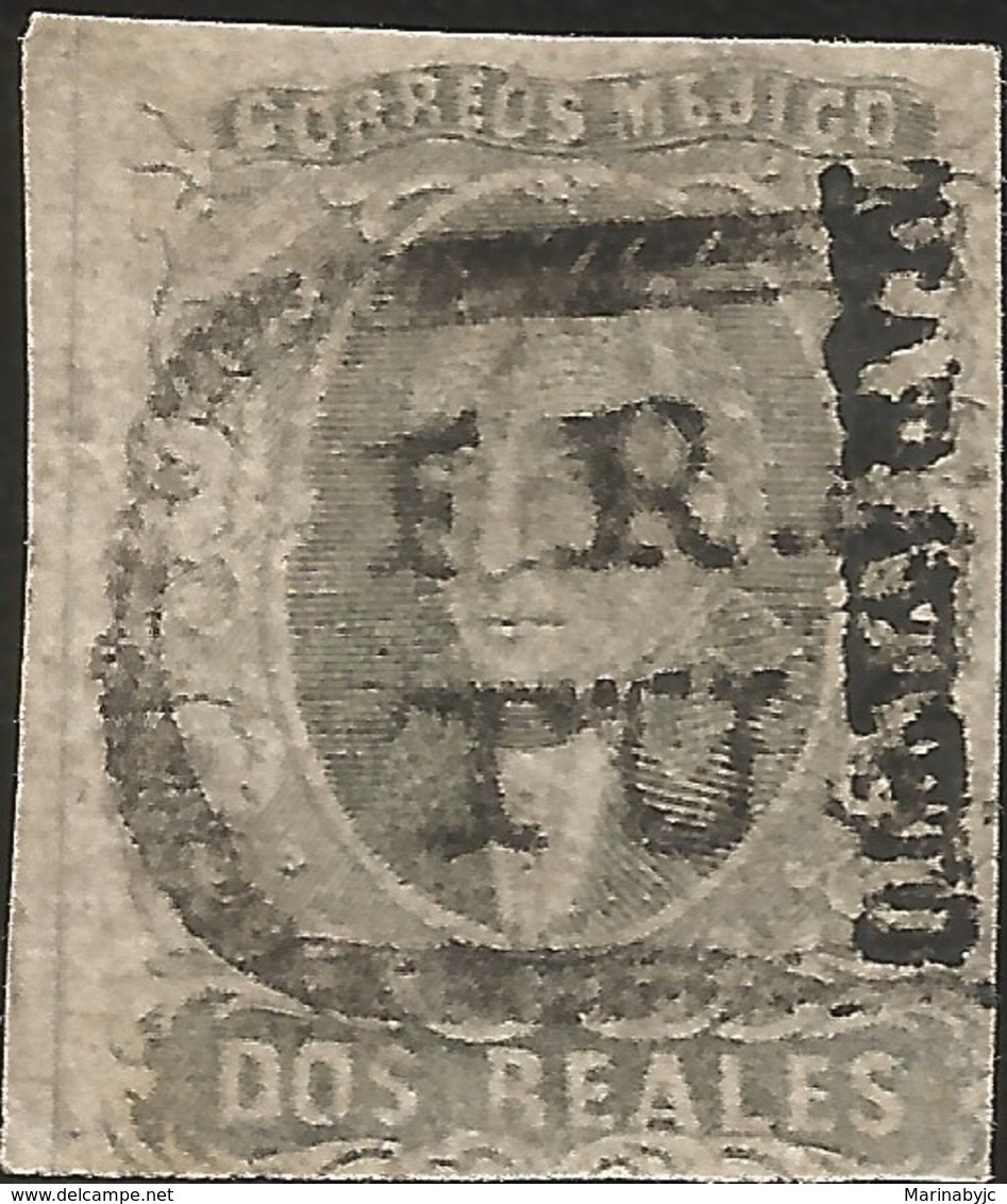 J) 1861 MEXICO, HIDALGO, 2 REALES, MARAVATIO DISTRICT, USED IN TUXPAN, OVAL CANCELLATION, MN - Mexico