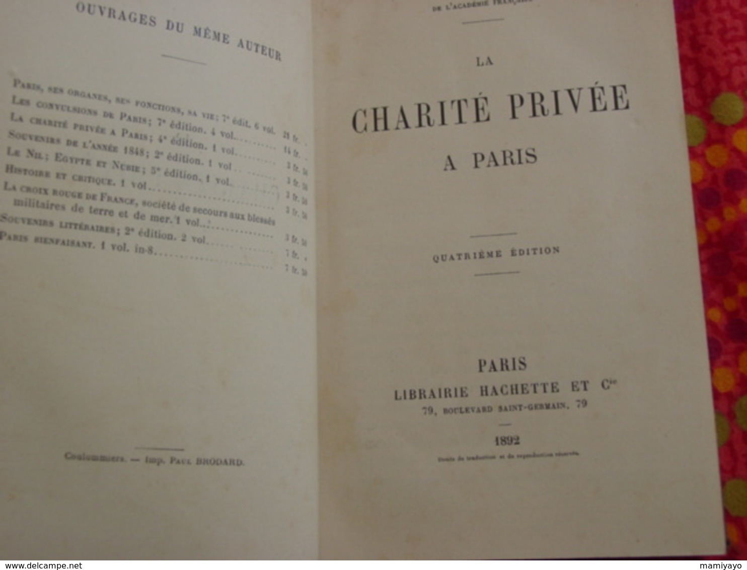 LA CHARITÉ PRIVÉE A PARIS - Maxime Du Camp , 4° éd. 1892 - 1801-1900