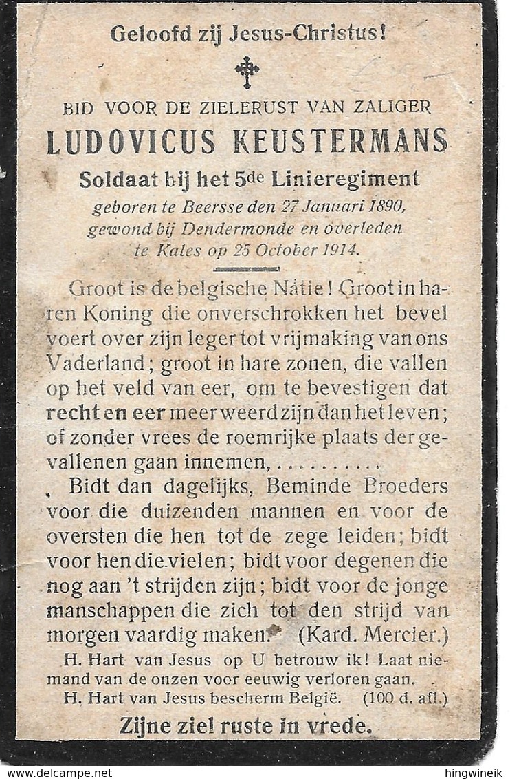 Keustermans Ludovicus (gesneuveld  Beerse 1890 -dendermonde 1914) - Godsdienst & Esoterisme