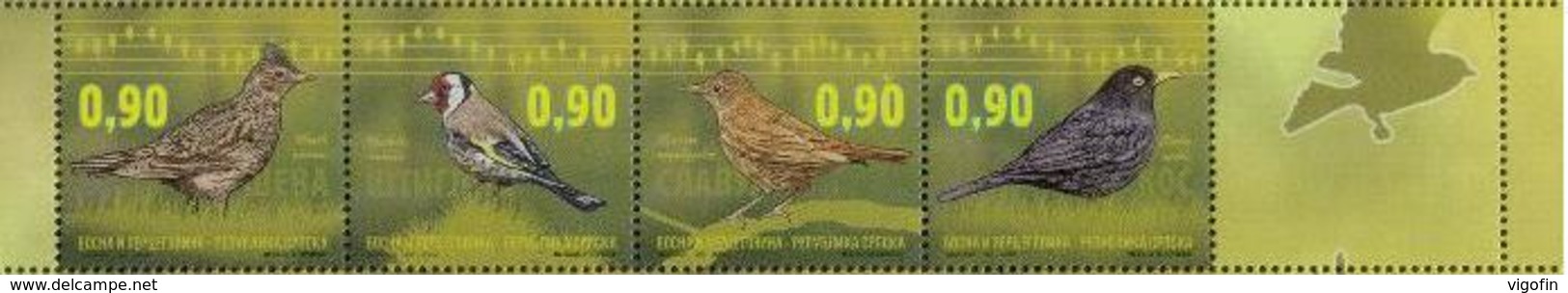 BHRS 2015 661-4 BIRDS, BOSNA AND HERZEGOVINA-R.SRBSKA, 1 X 4v + Label, MNH - Bosnien-Herzegowina