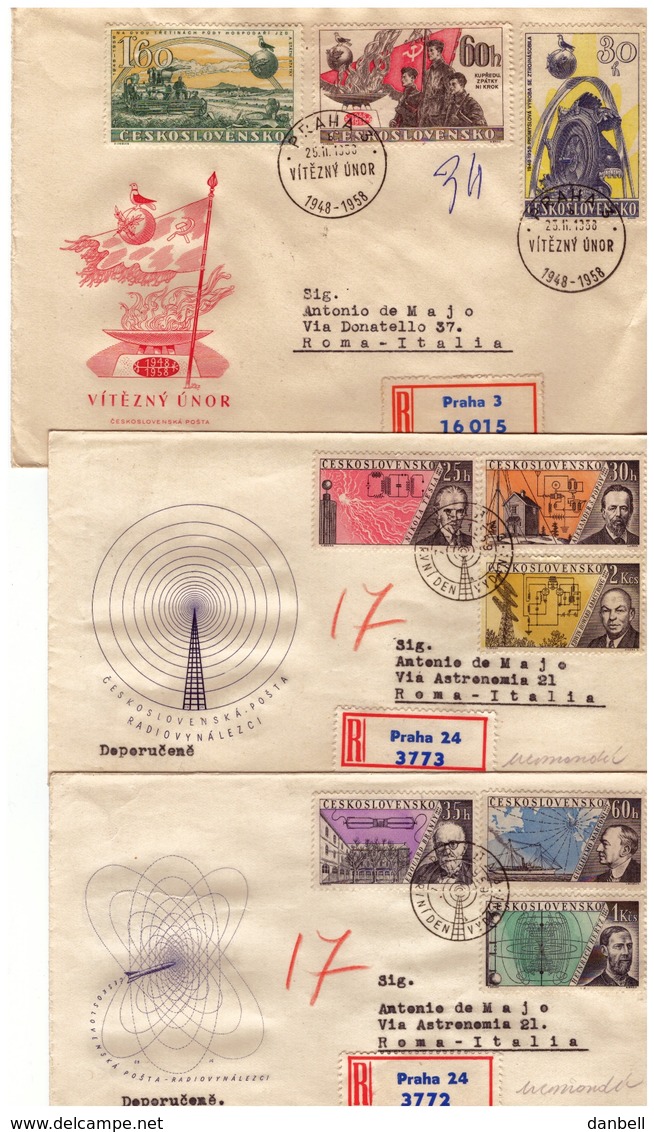 MG199) CECOSLOVACCHIA Lotto 5 Raccomandate Viaggiate Fine Anni 50 - Storia Postale