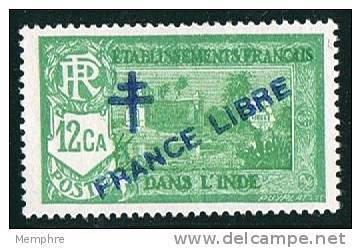 INDE ßurcharge »Croix De Lorraine Et FRANCE LIBRE»  Maury  204IIa ** Signé - Ungebraucht