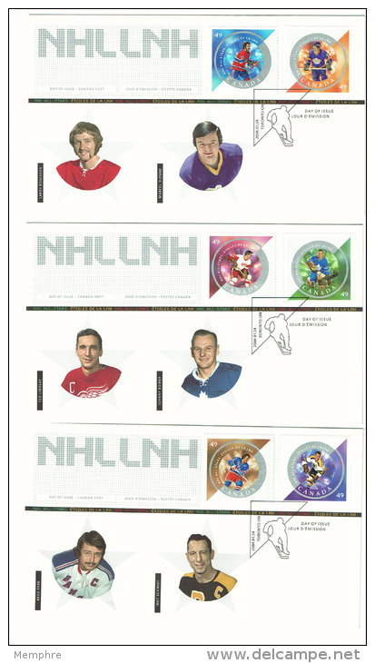 2004  National Hockey League  All Stars  Series 5  Sc 2017a-f From Souvenir Sheet On 3 FDCs - 2001-2010