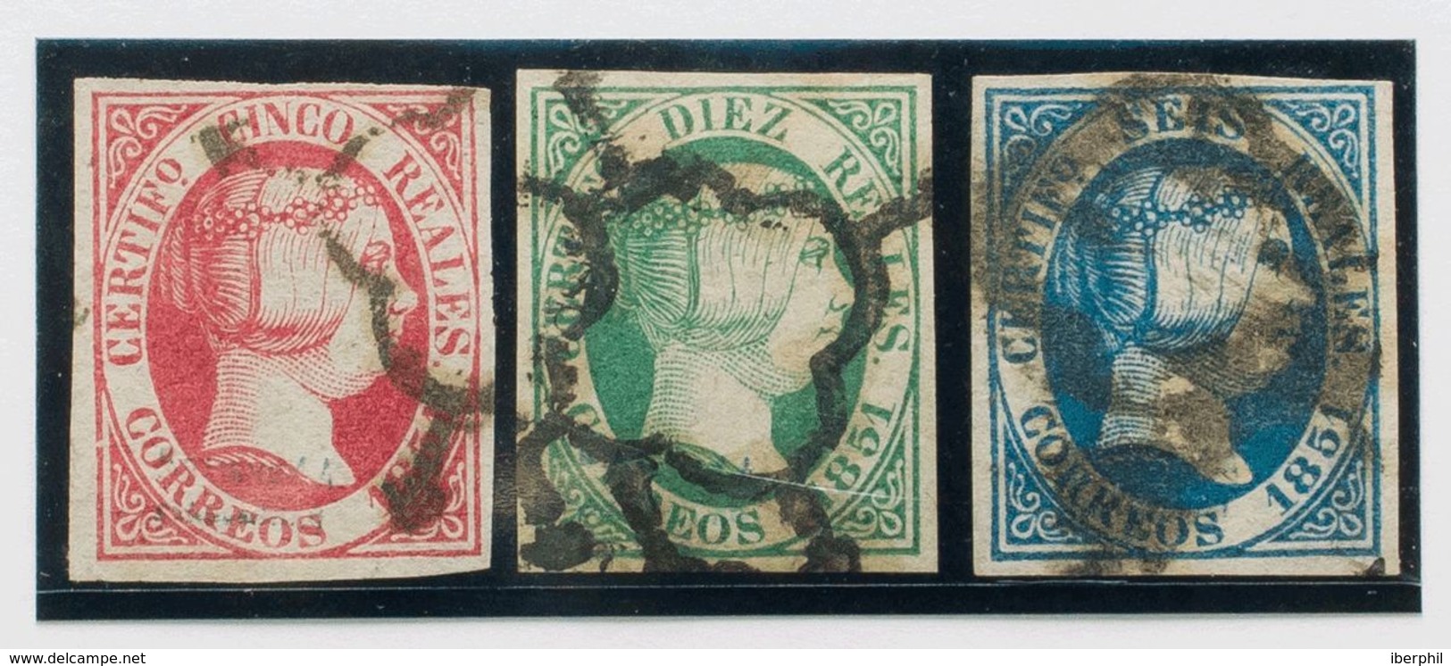 º9, 10, 11. 1851. 5 Reales Rojo, 6 Reales Azul Y 10 Reales Verde (todos Los Ejemplares En Perfecto Estado De Conservació - Sonstige & Ohne Zuordnung